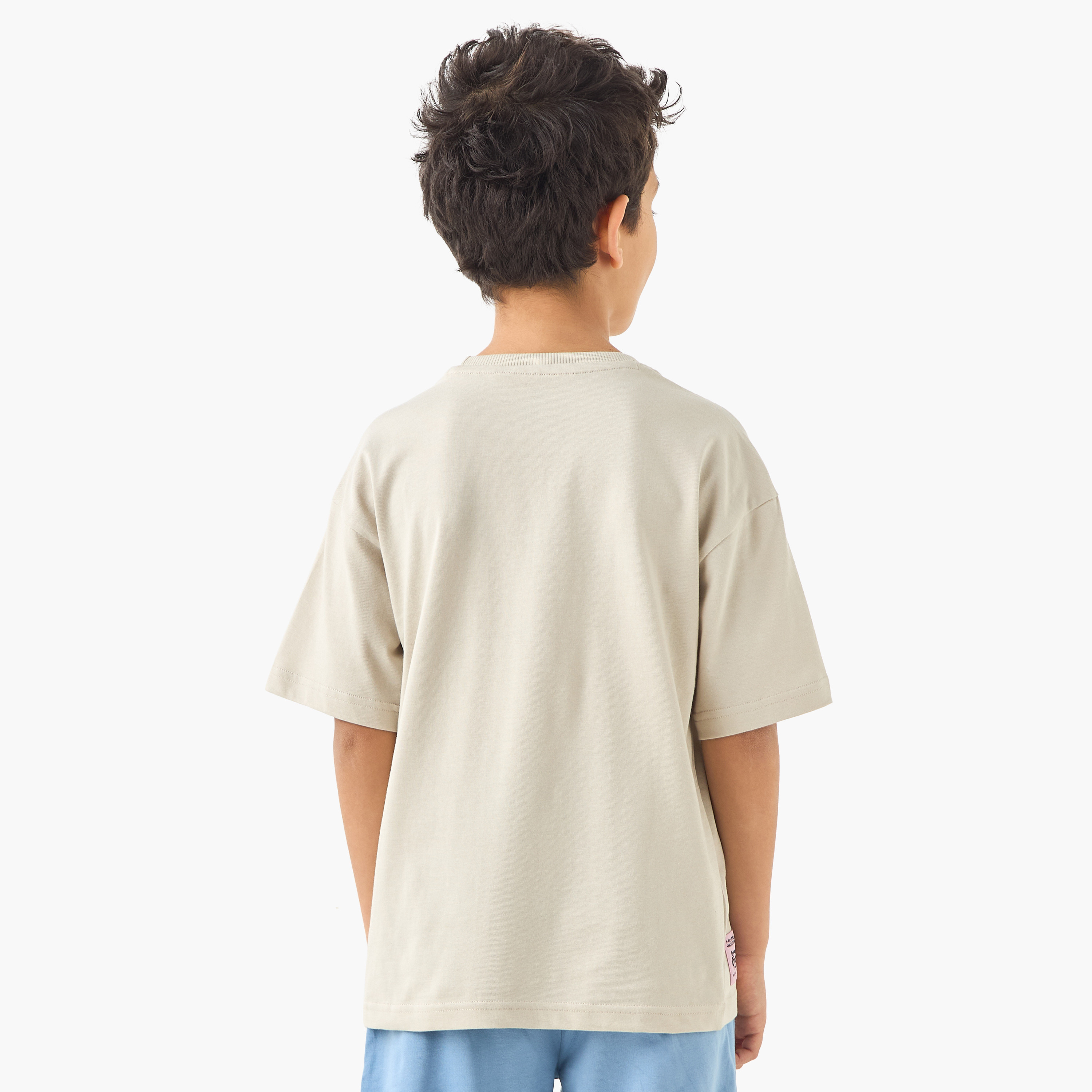Juniors Typographic Print Crew Neck T-shirt with Short Sleeves-boys-clothing-tshirtsandpolos-image-3