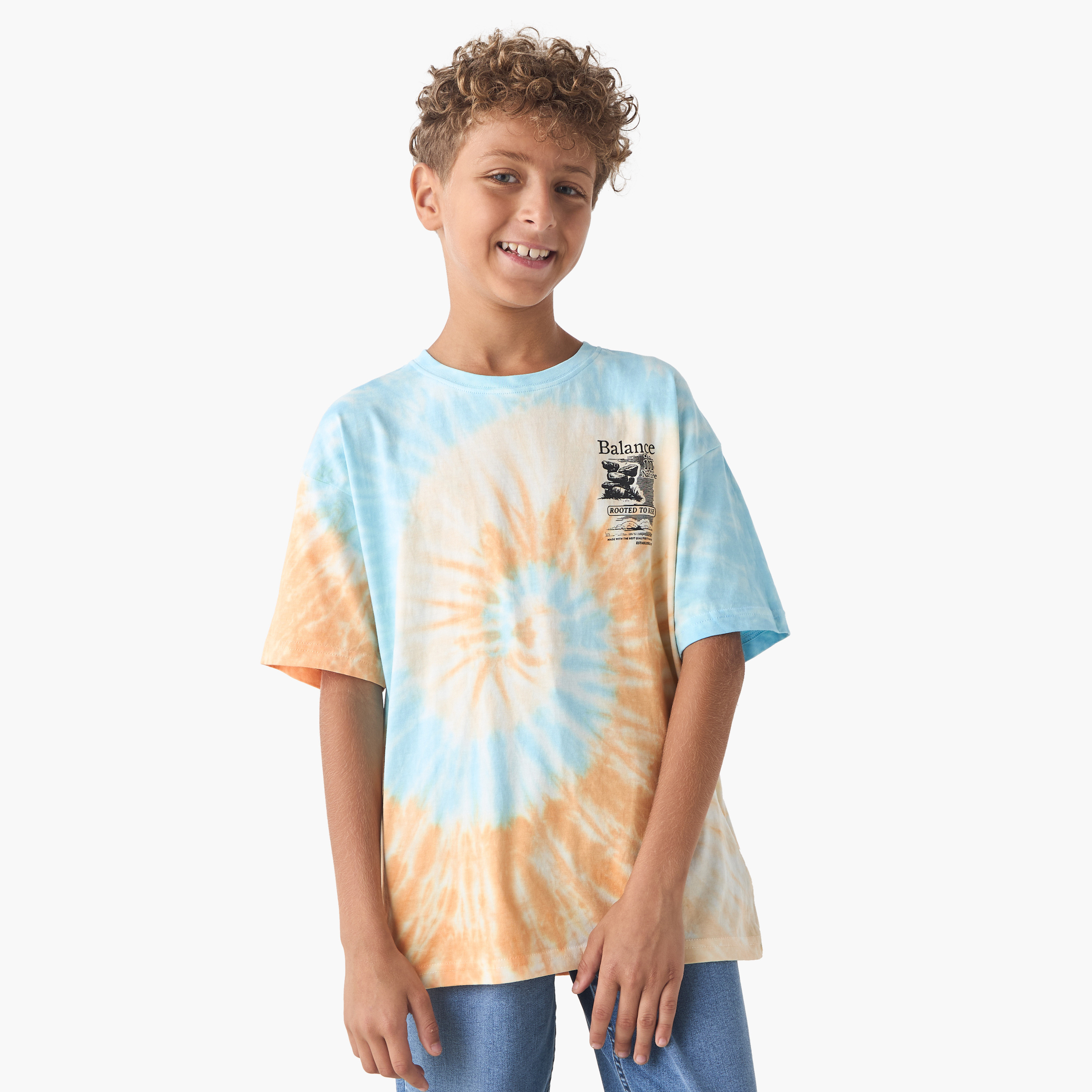 Juniors Tie-Dye Print T-shirt with Short Sleeves-boys-clothing-tshirtsandpolos-image-1