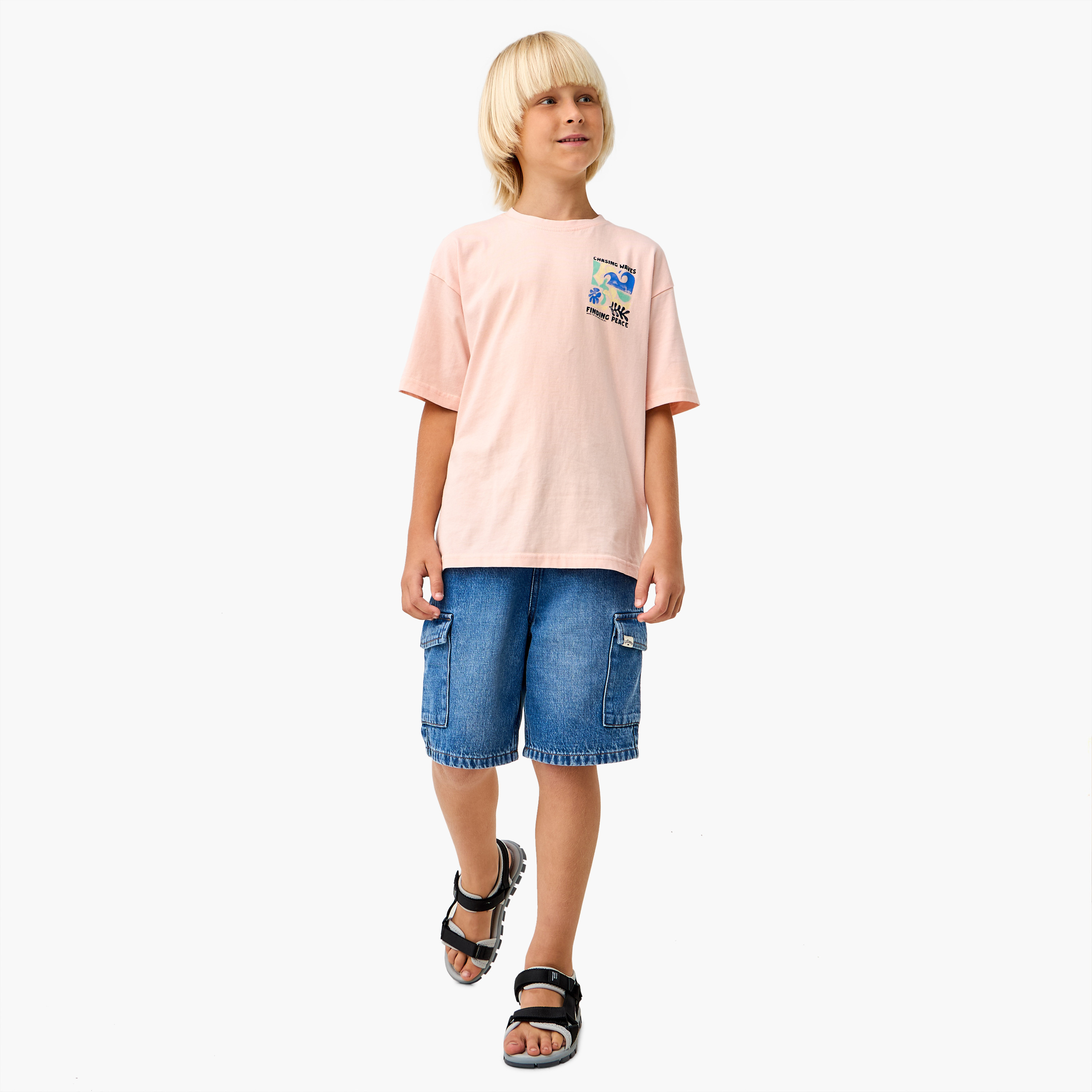 Juniors Printed T-shirt with Short Sleeves-boys-clothing-tshirtsandpolos-image-2