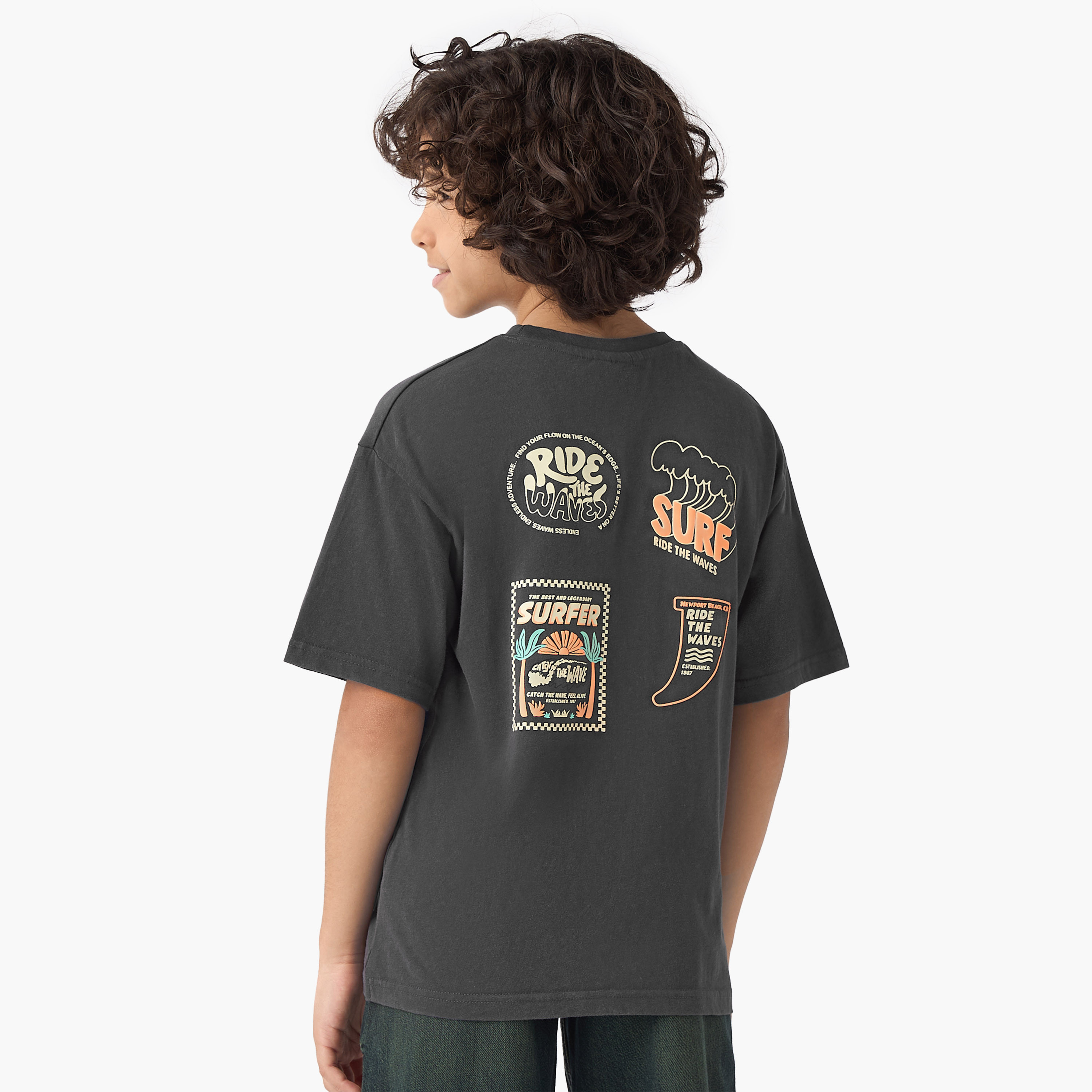Juniors Graphic Print T-shirt with Short Sleeves-boys-clothing-tshirtsandpolos-image-1
