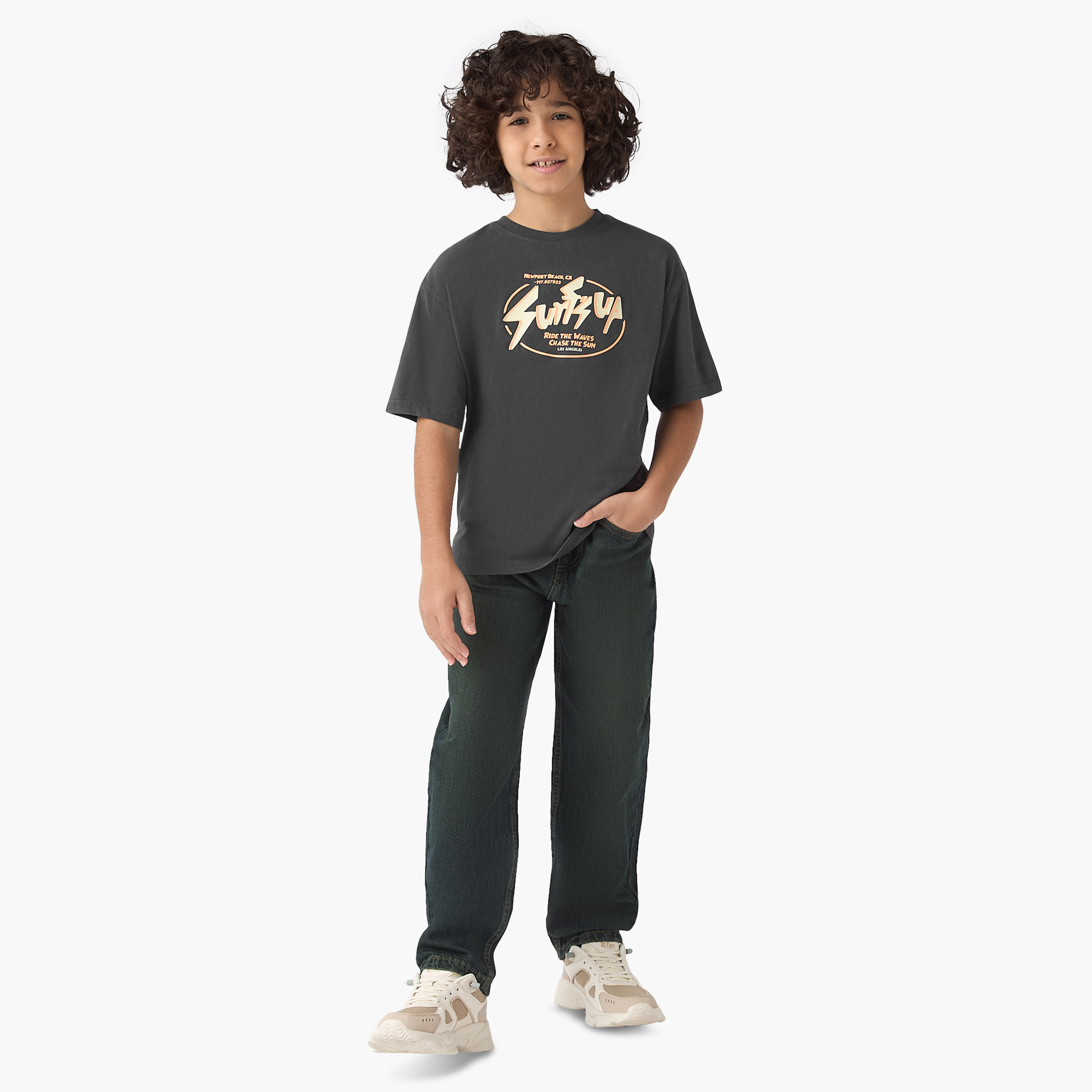 Juniors Graphic Print T-shirt with Short Sleeves-boys-clothing-tshirtsandpolos-image-2