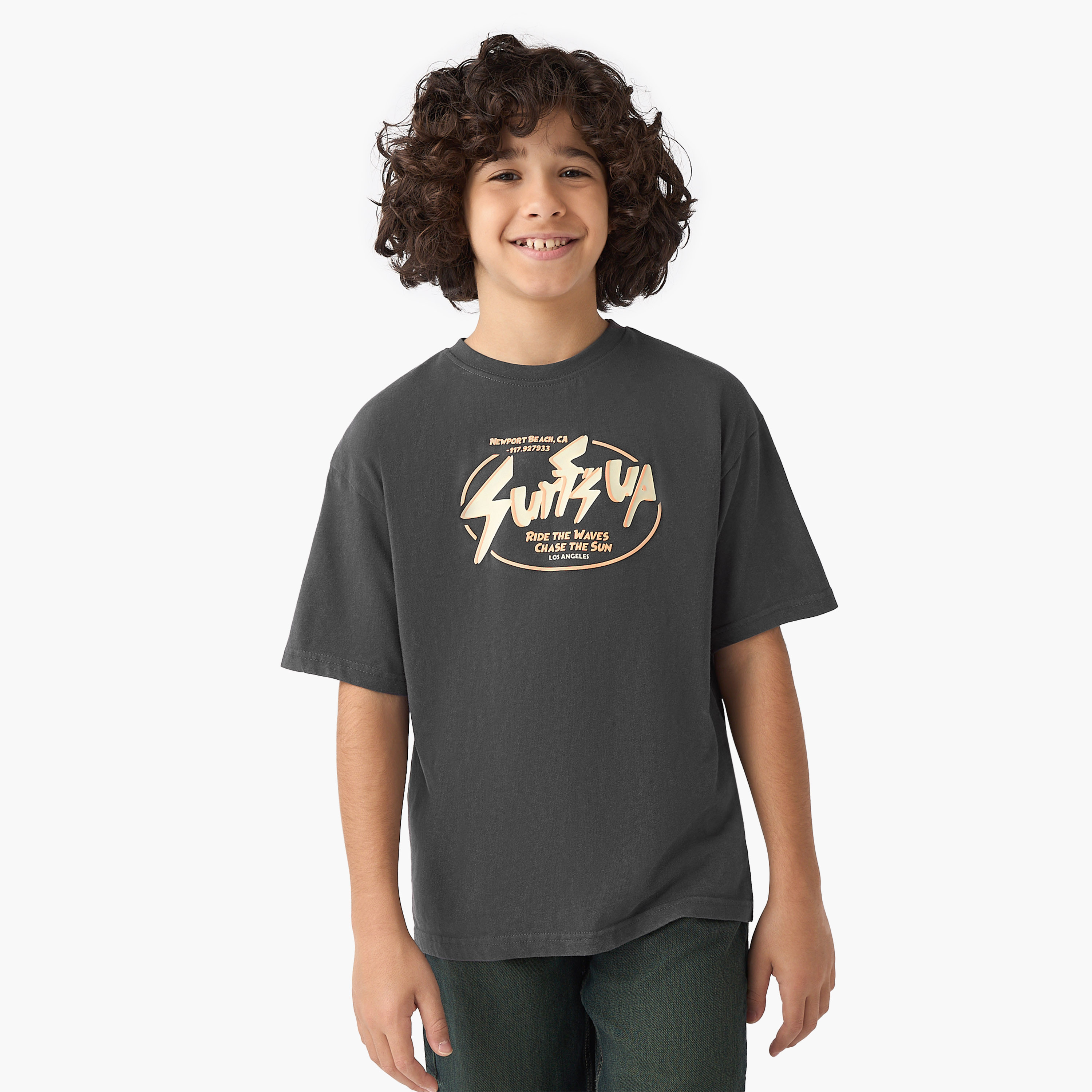 Juniors Graphic Print T-shirt with Short Sleeves-boys-clothing-tshirtsandpolos-image-3