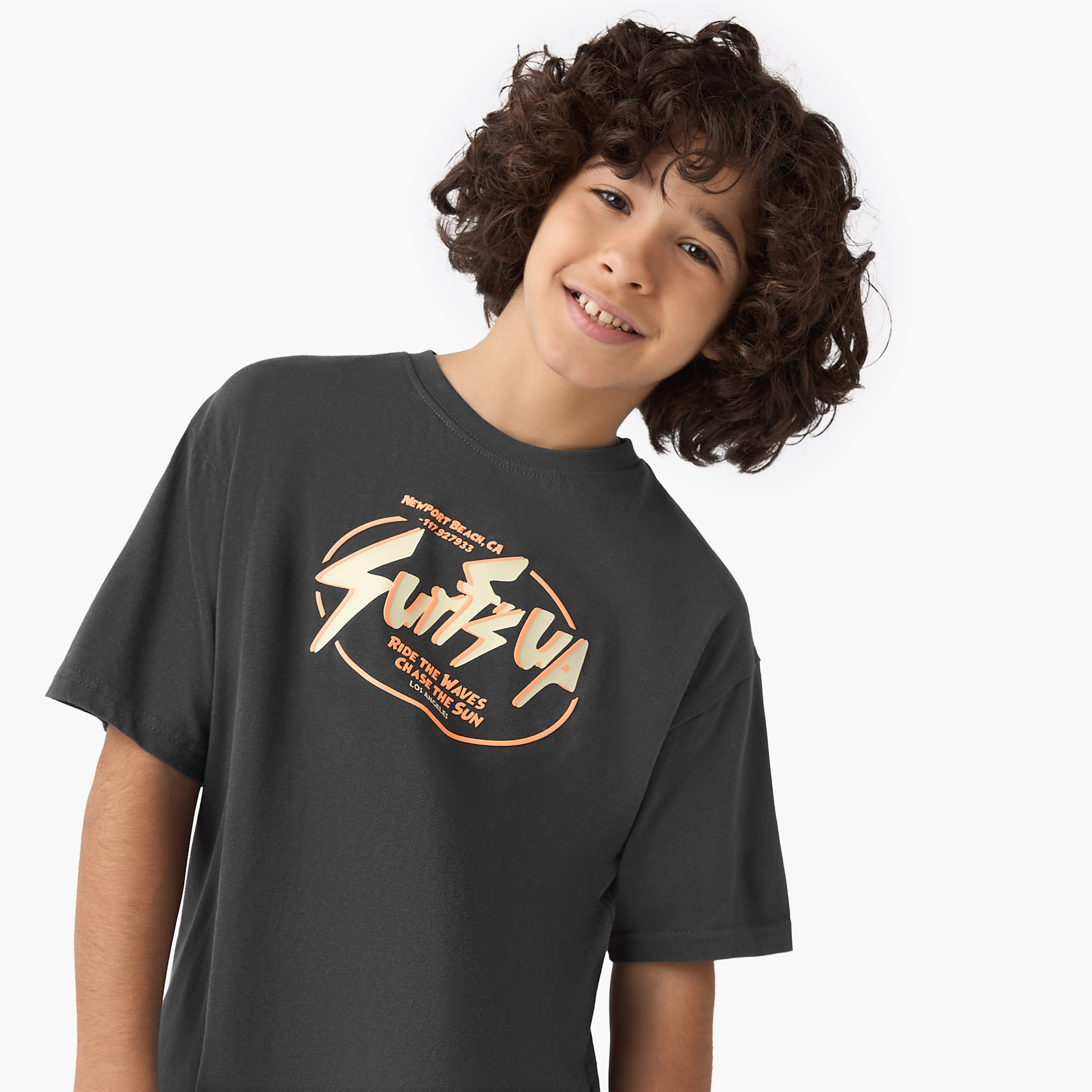 Juniors Graphic Print T-shirt with Short Sleeves-boys-clothing-tshirtsandpolos-image-4