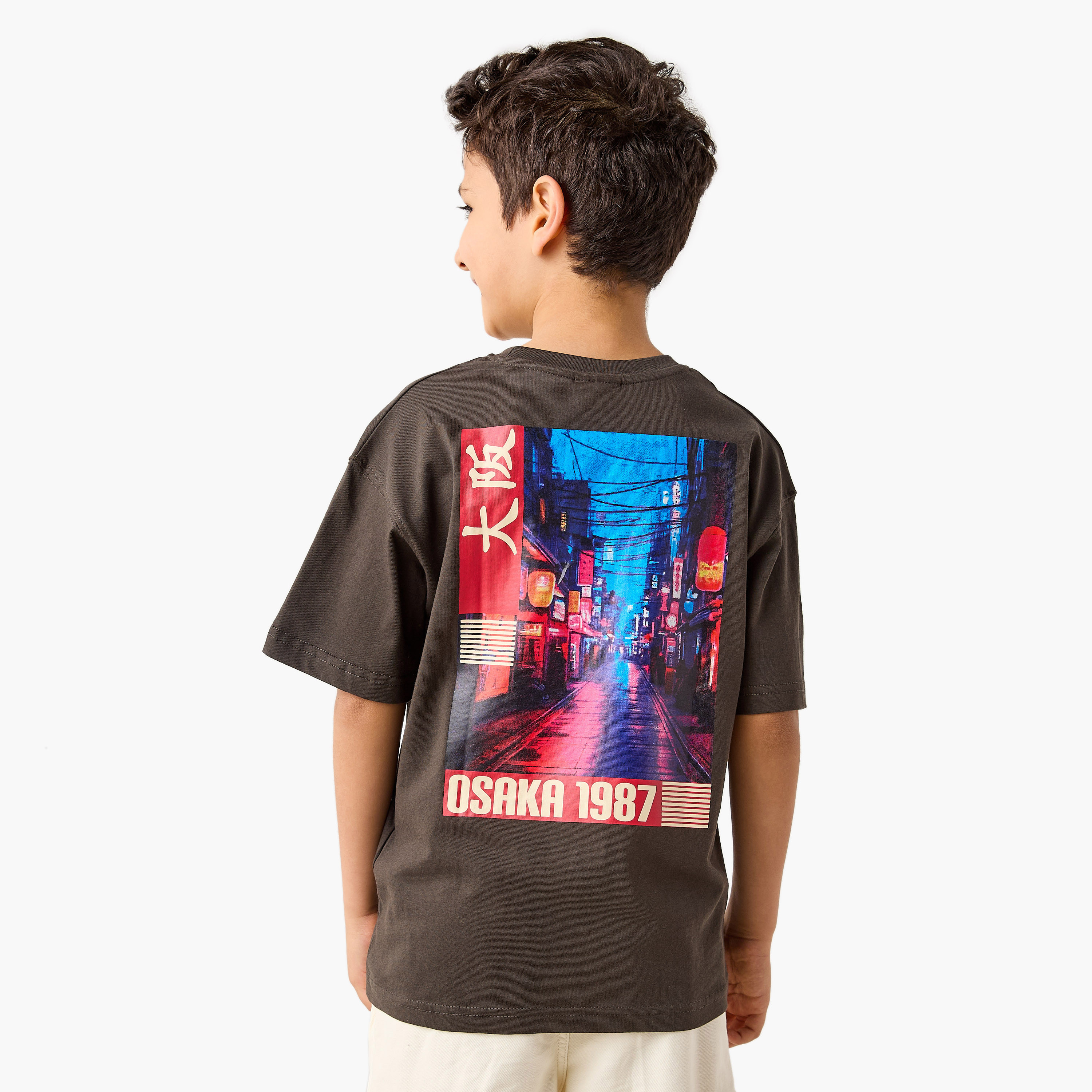 Juniors Graphic Print T-shirt with Short Sleeves-boys-clothing-tshirtsandpolos-image-1