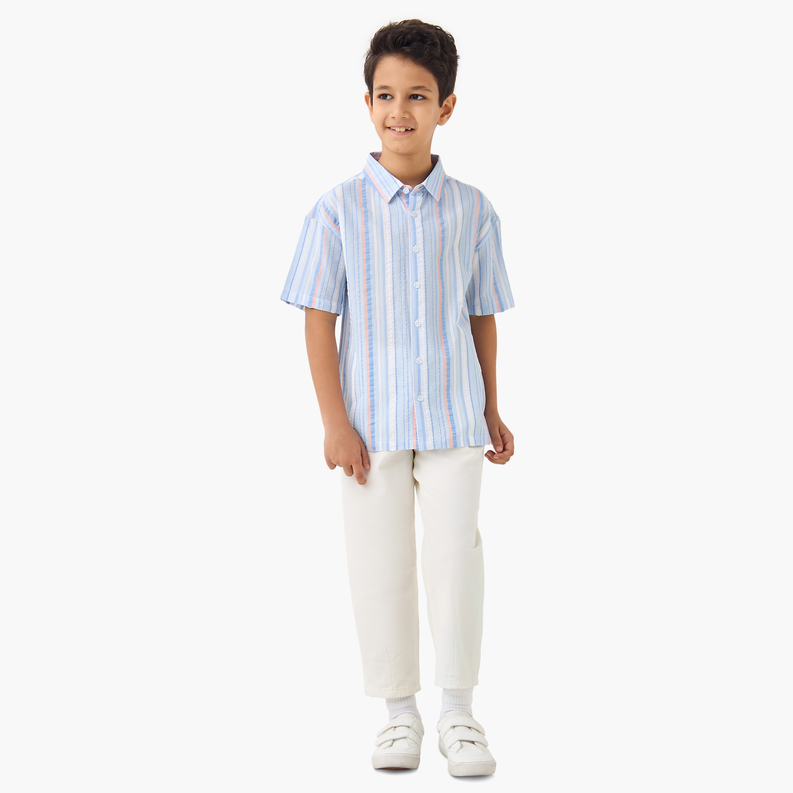 قميص مخطط بأكمام قصيرة من جونيورز-boys-clothing-shirts-image-2