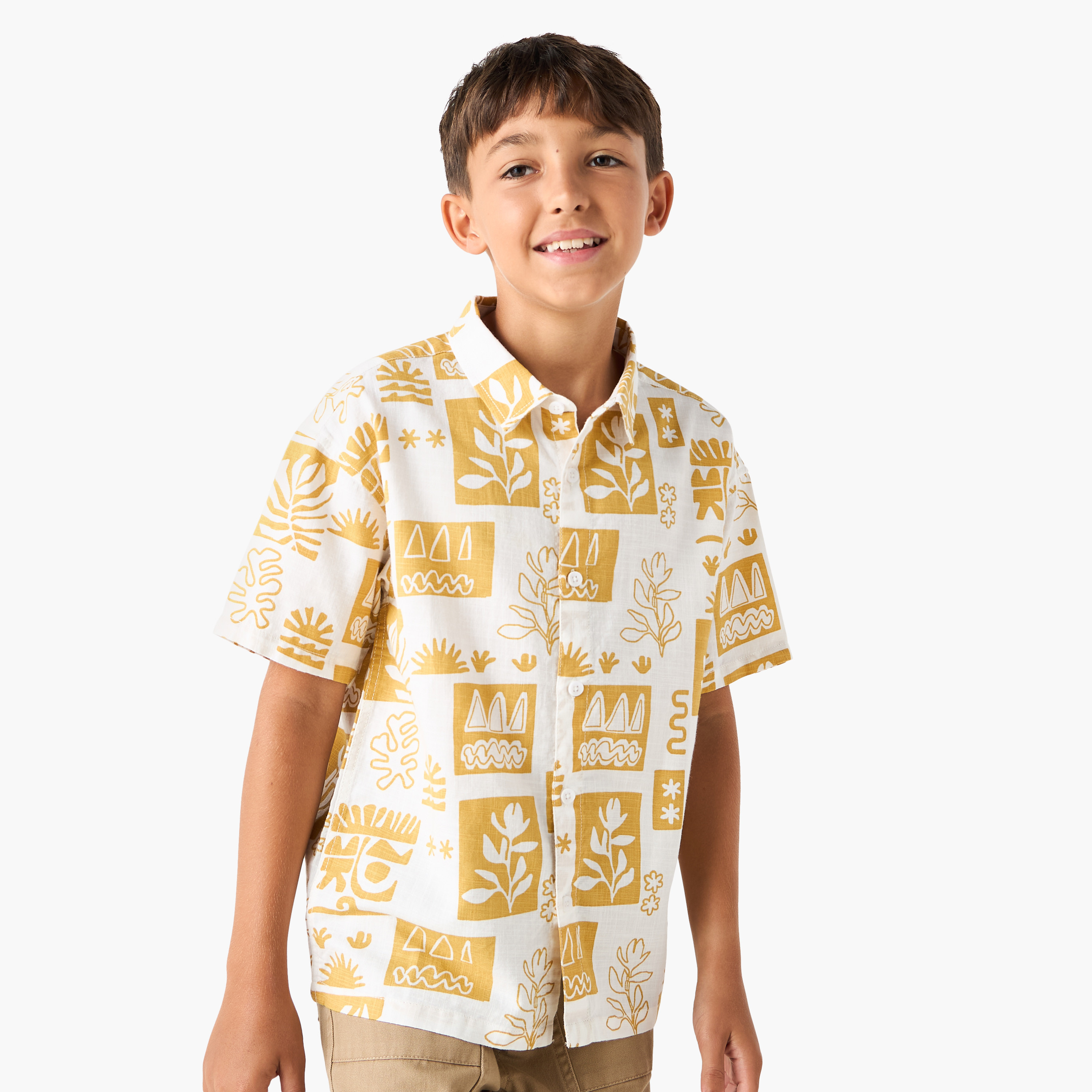 Juniors All-Over Print Shirt with Collar and Short Sleeves-boys-clothing-shirts-image-1