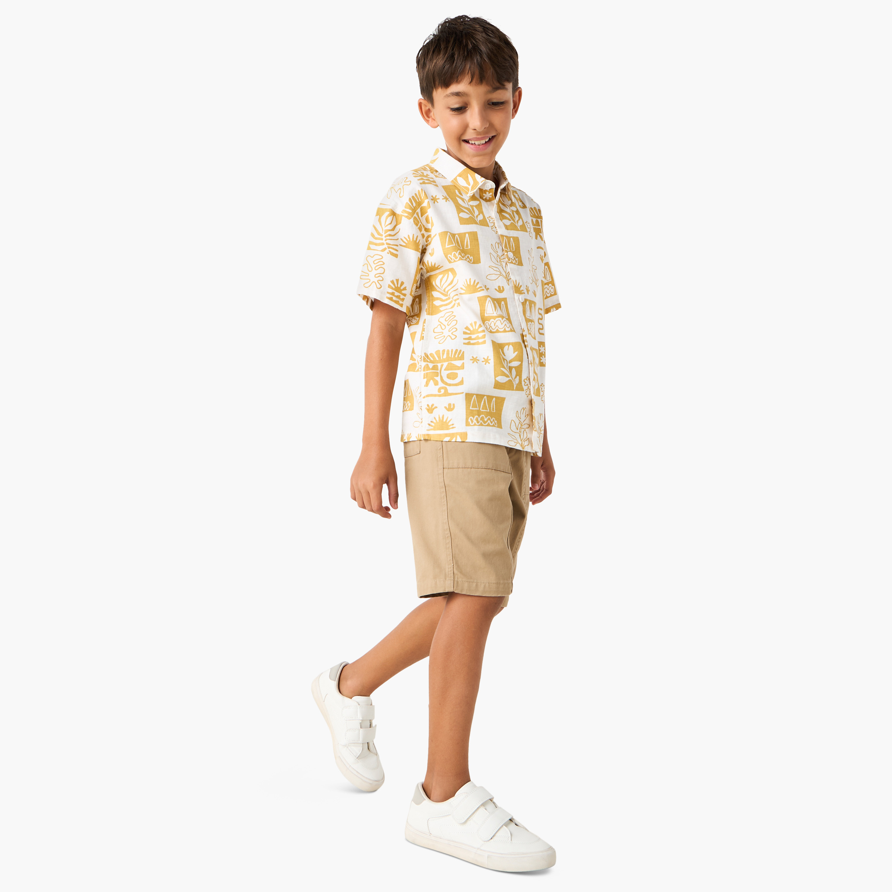 Juniors All-Over Print Shirt with Collar and Short Sleeves-boys-clothing-shirts-image-2