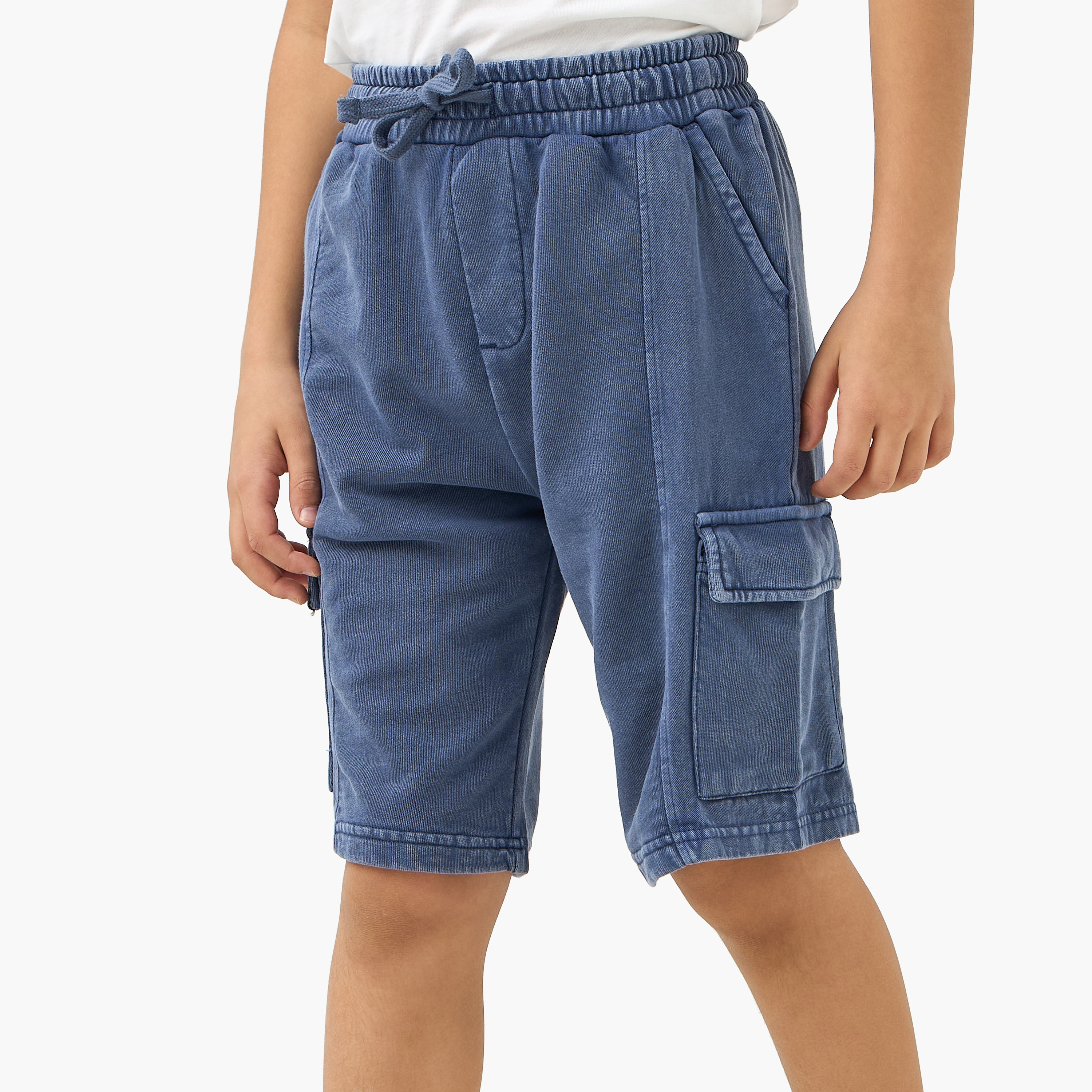 Juniors Textured Cargo Shorts with Drawstring Closure-boys-clothing-bottoms-shorts-image-1