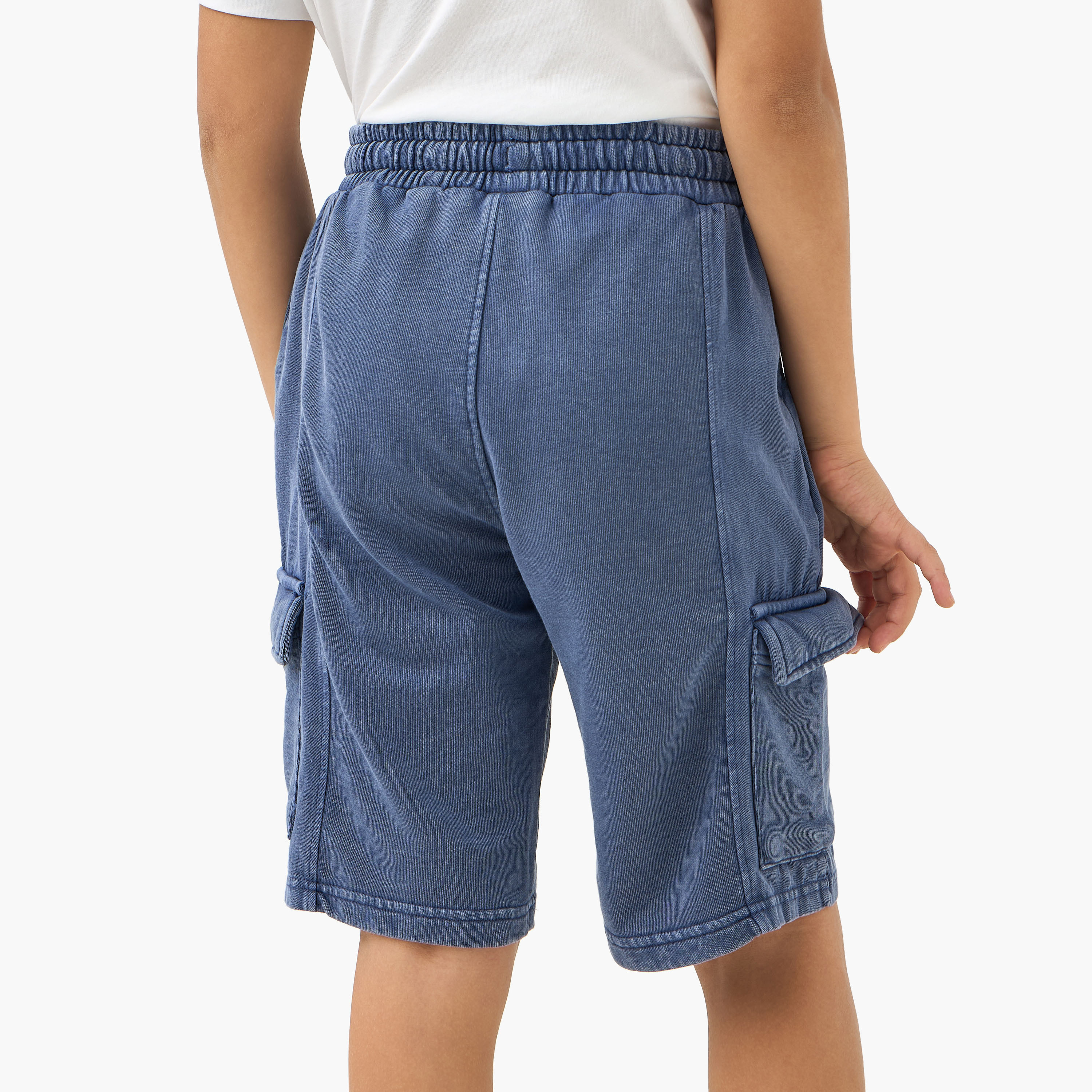 Juniors Textured Cargo Shorts with Drawstring Closure-boys-clothing-bottoms-shorts-image-3