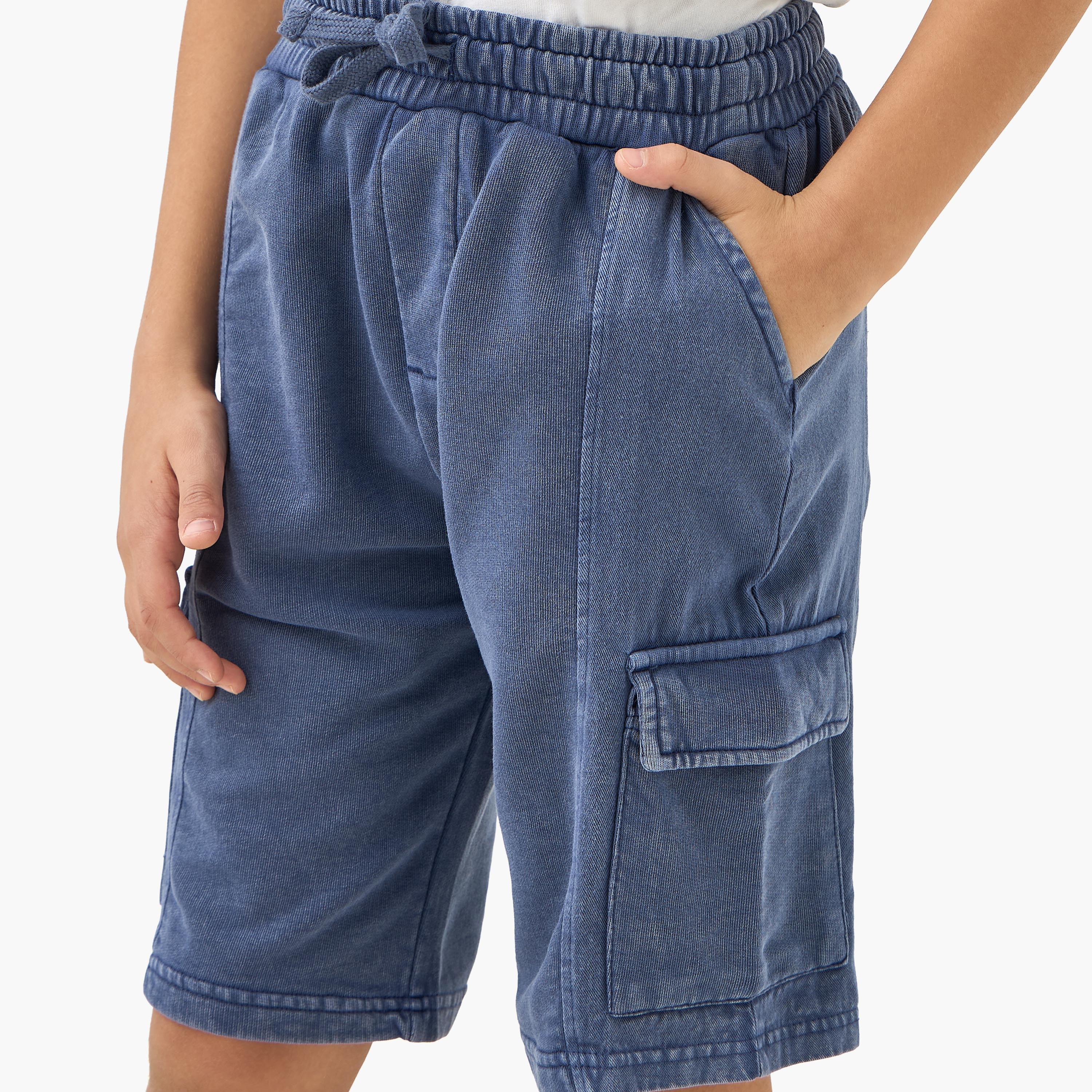 Juniors Textured Cargo Shorts with Drawstring Closure-boys-clothing-bottoms-shorts-image-4