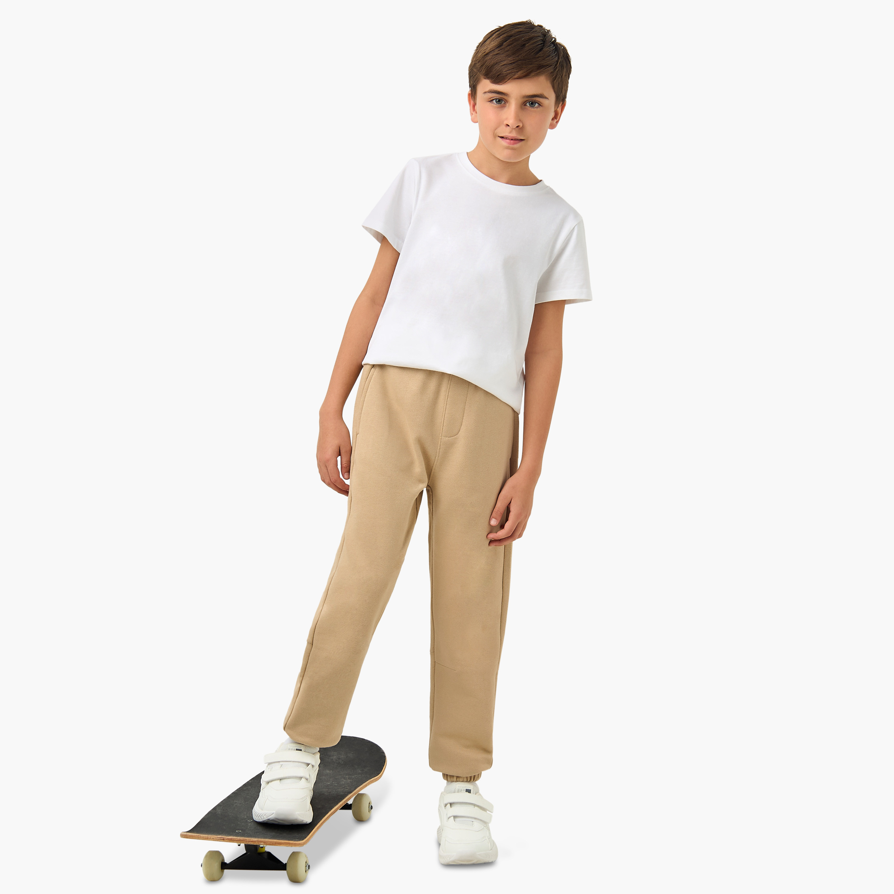 Juniors Solid Joggers with Drawstring Closure and Pockets-boys-clothing-bottoms-joggersandtrackpants-image-2