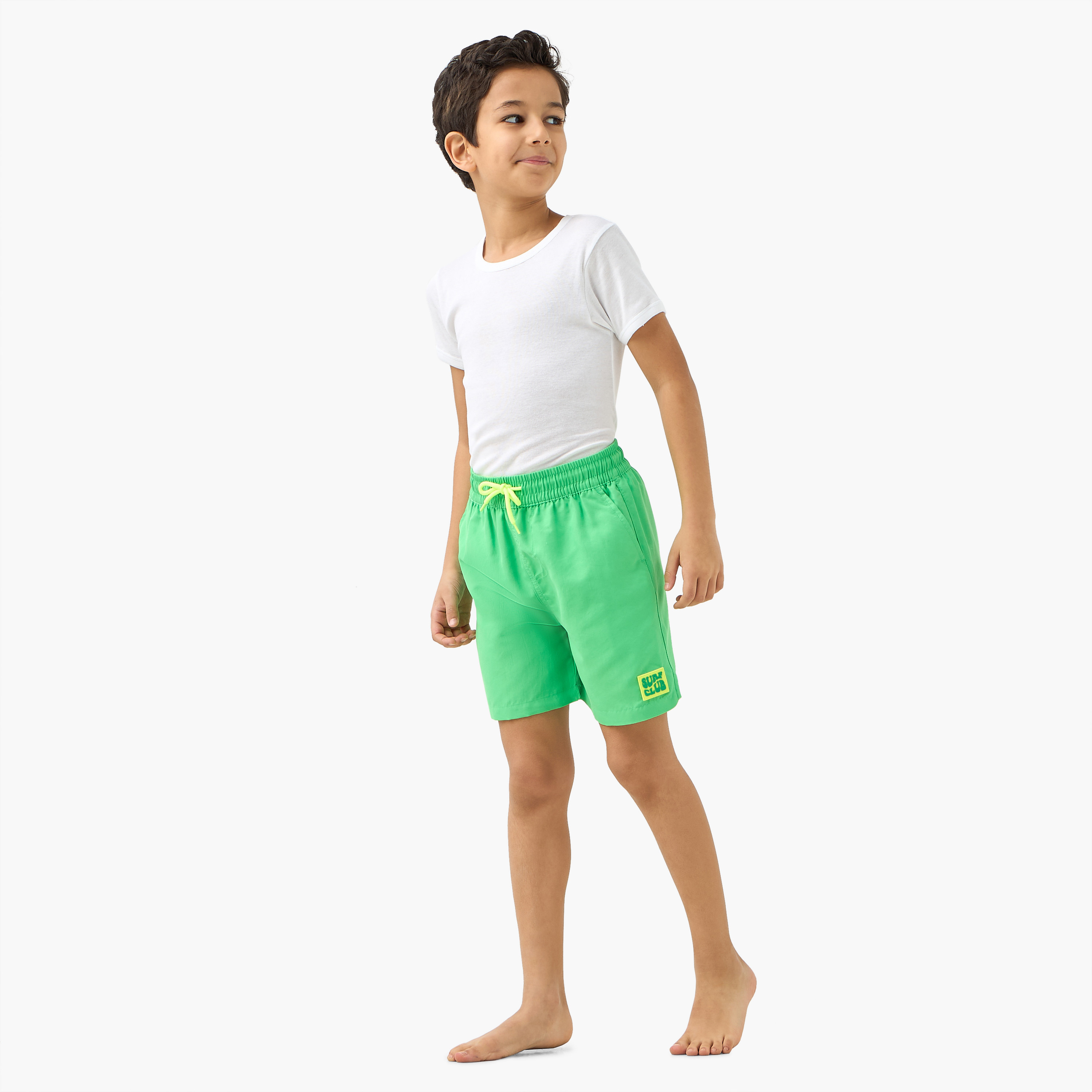 Juniors Typographic Applique Swim Shorts with Drawstring Closure-sports-boys-clothing-swimwear-image-2