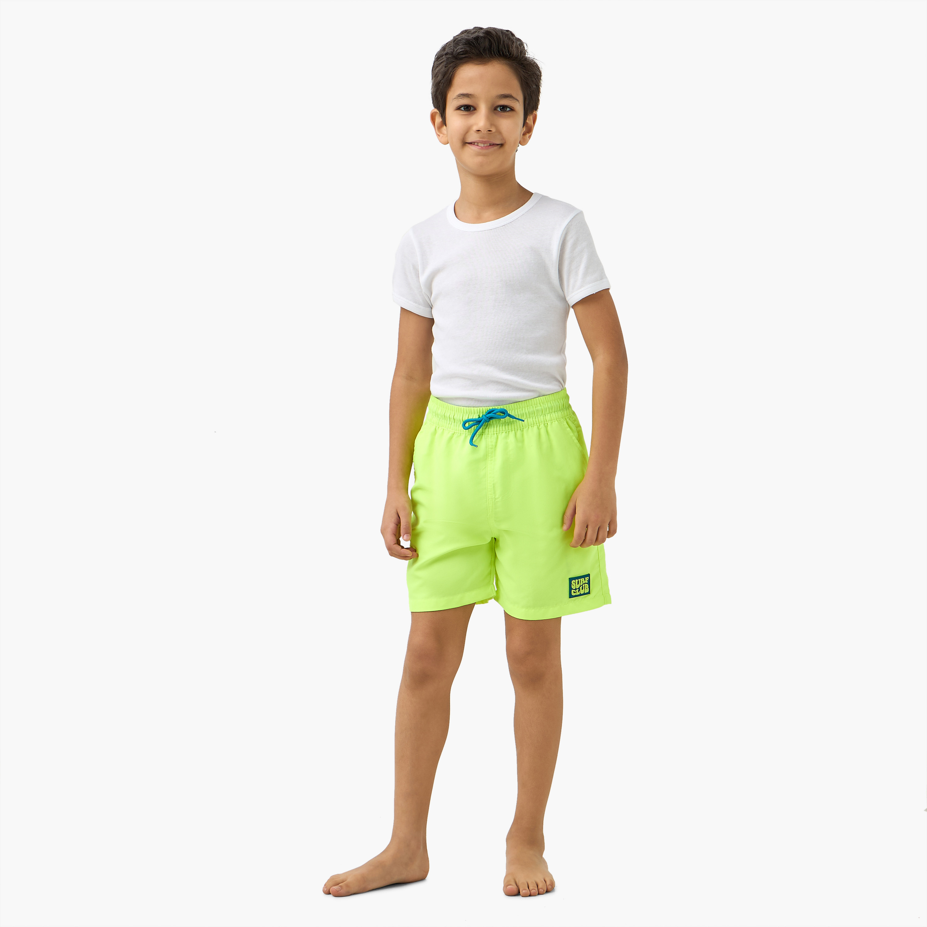 Juniors Typographic Applique Swim Shorts with Drawstring Closure-sports-boys-clothing-swimwear-image-2