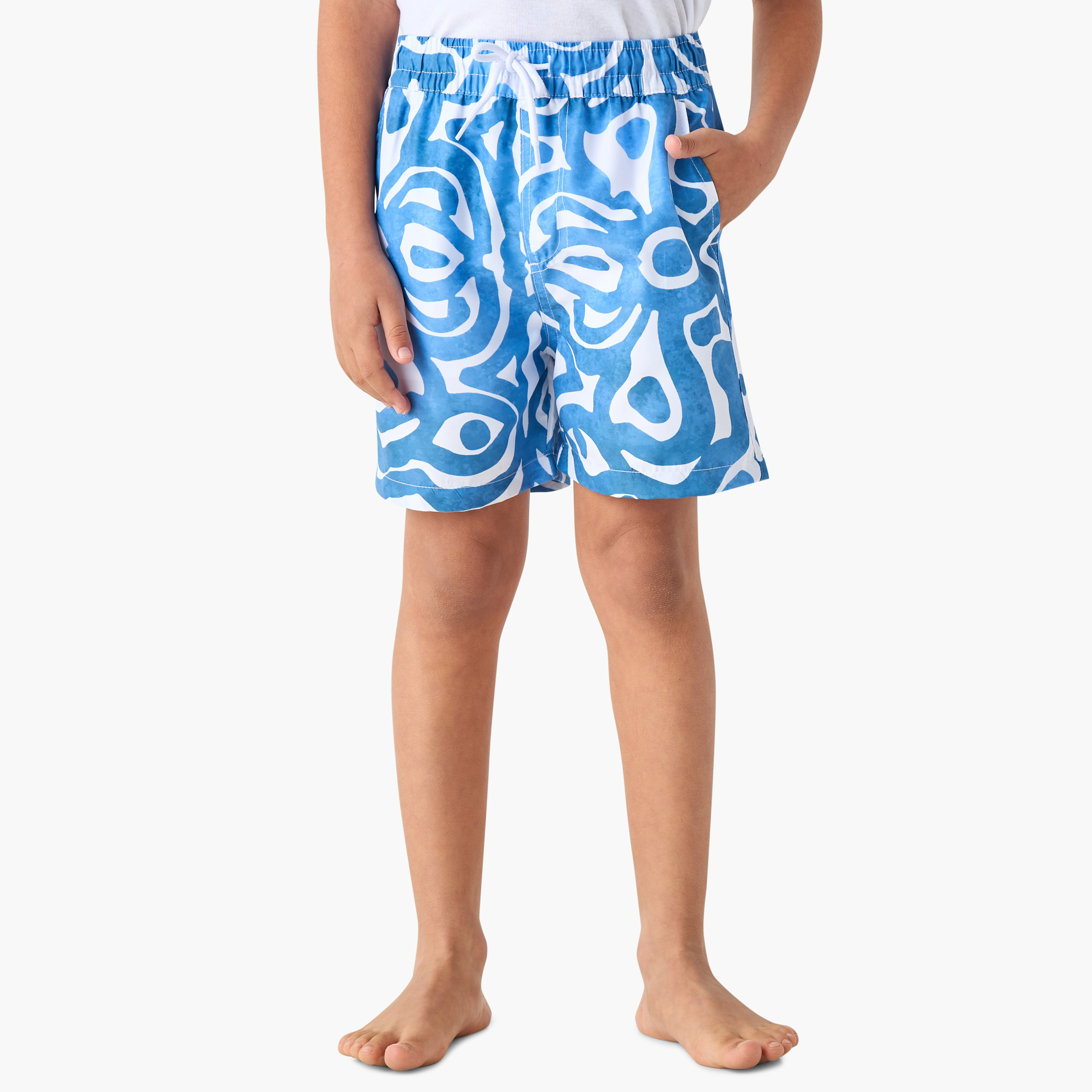 Juniors All-Over Print Swim Shorts with Drawstring Closure and Pockets-sports-boys-clothing-swimwear-image-1