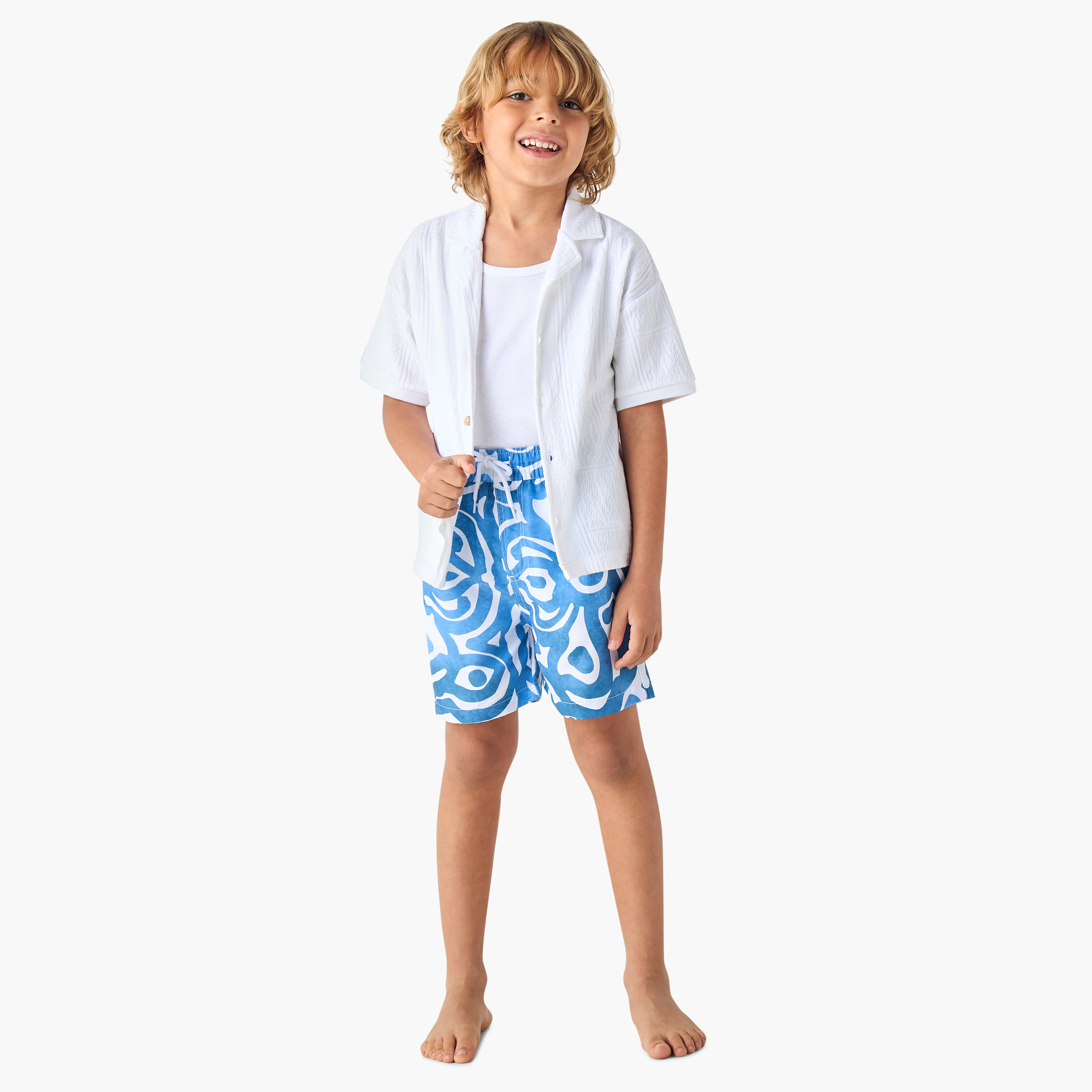 Juniors All-Over Print Swim Shorts with Drawstring Closure and Pockets-sports-boys-clothing-swimwear-image-2