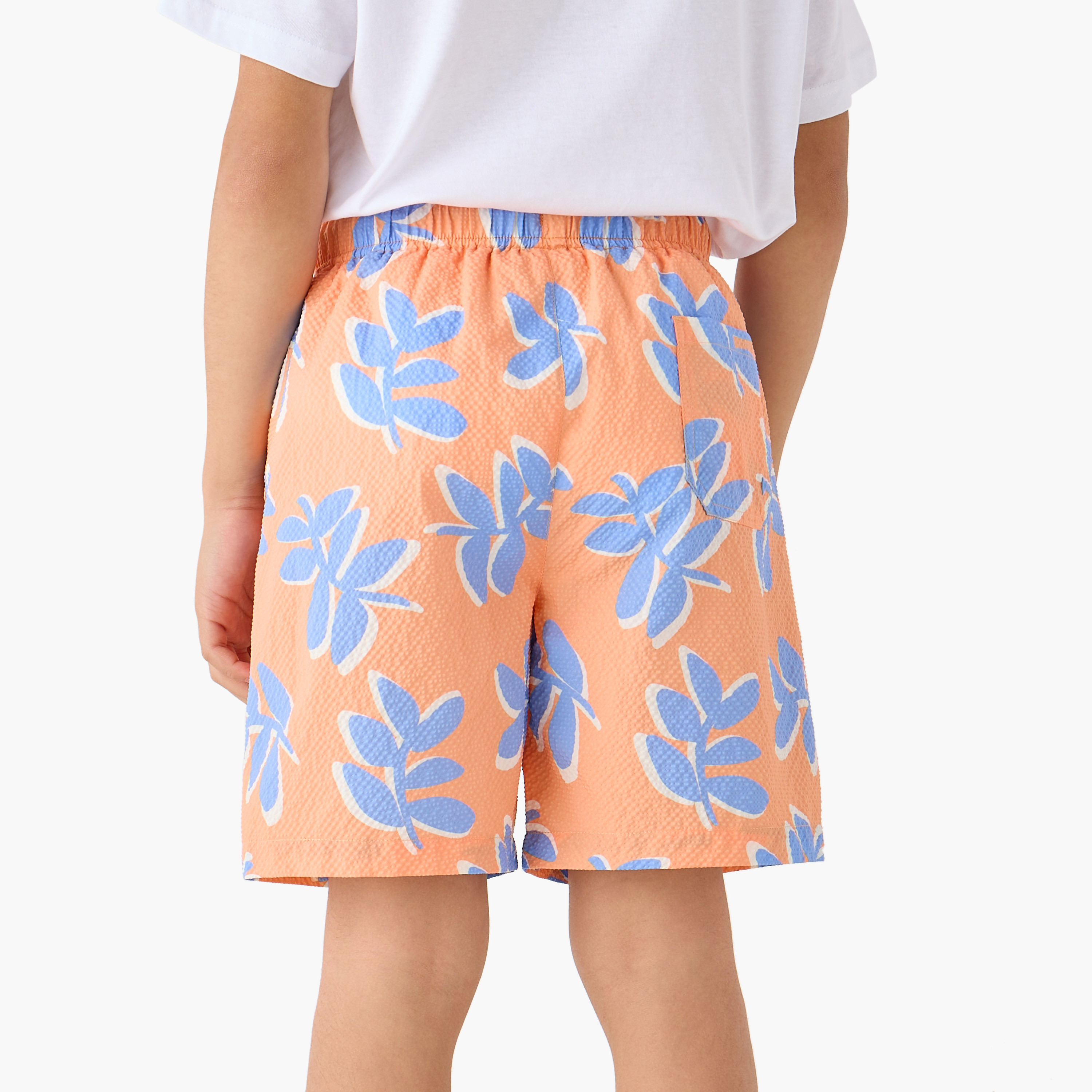 Juniors Leaf Print Swim Shorts with Drawstring Closure-sports-boys-clothing-swimwear-image-3