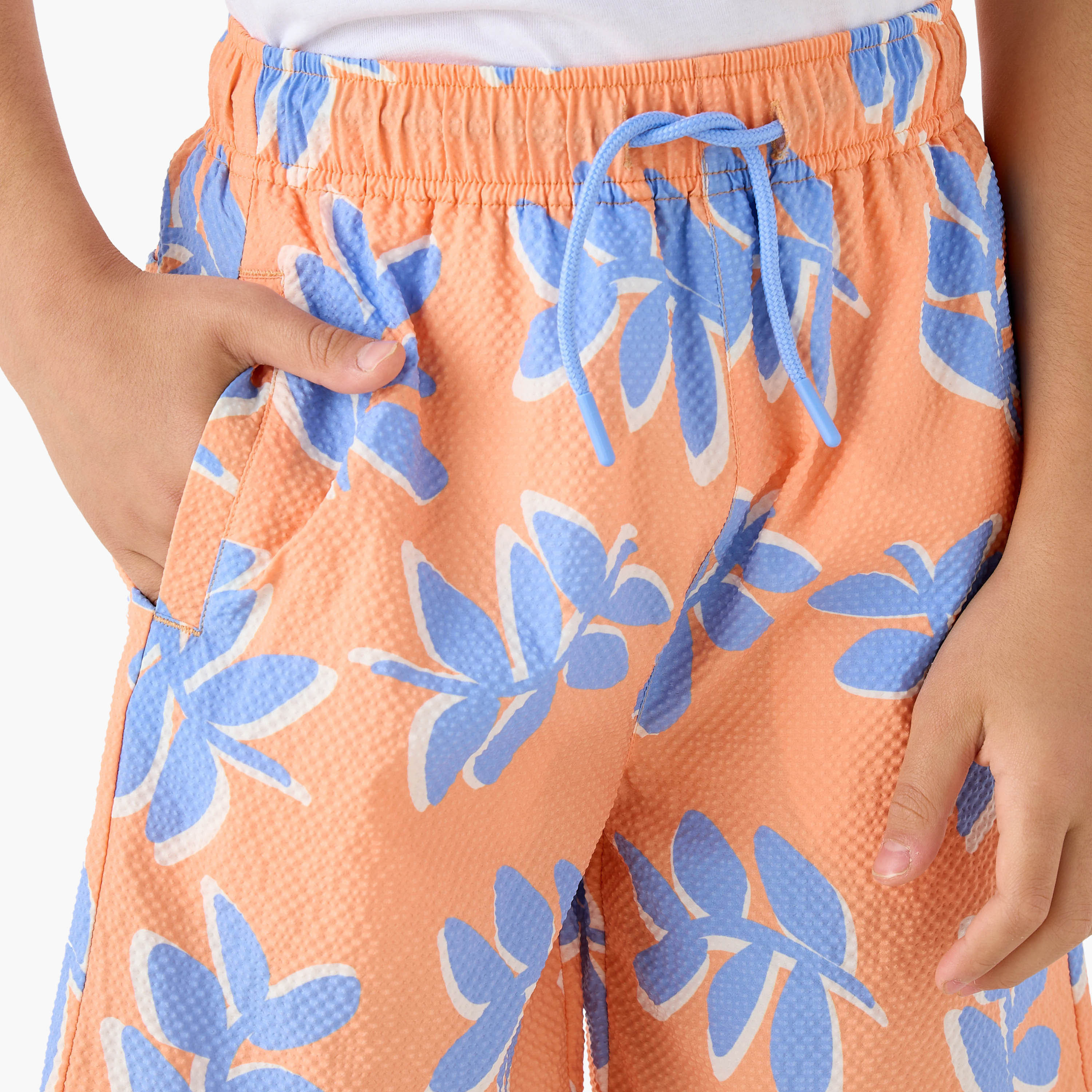Juniors Leaf Print Swim Shorts with Drawstring Closure-sports-boys-clothing-swimwear-image-4