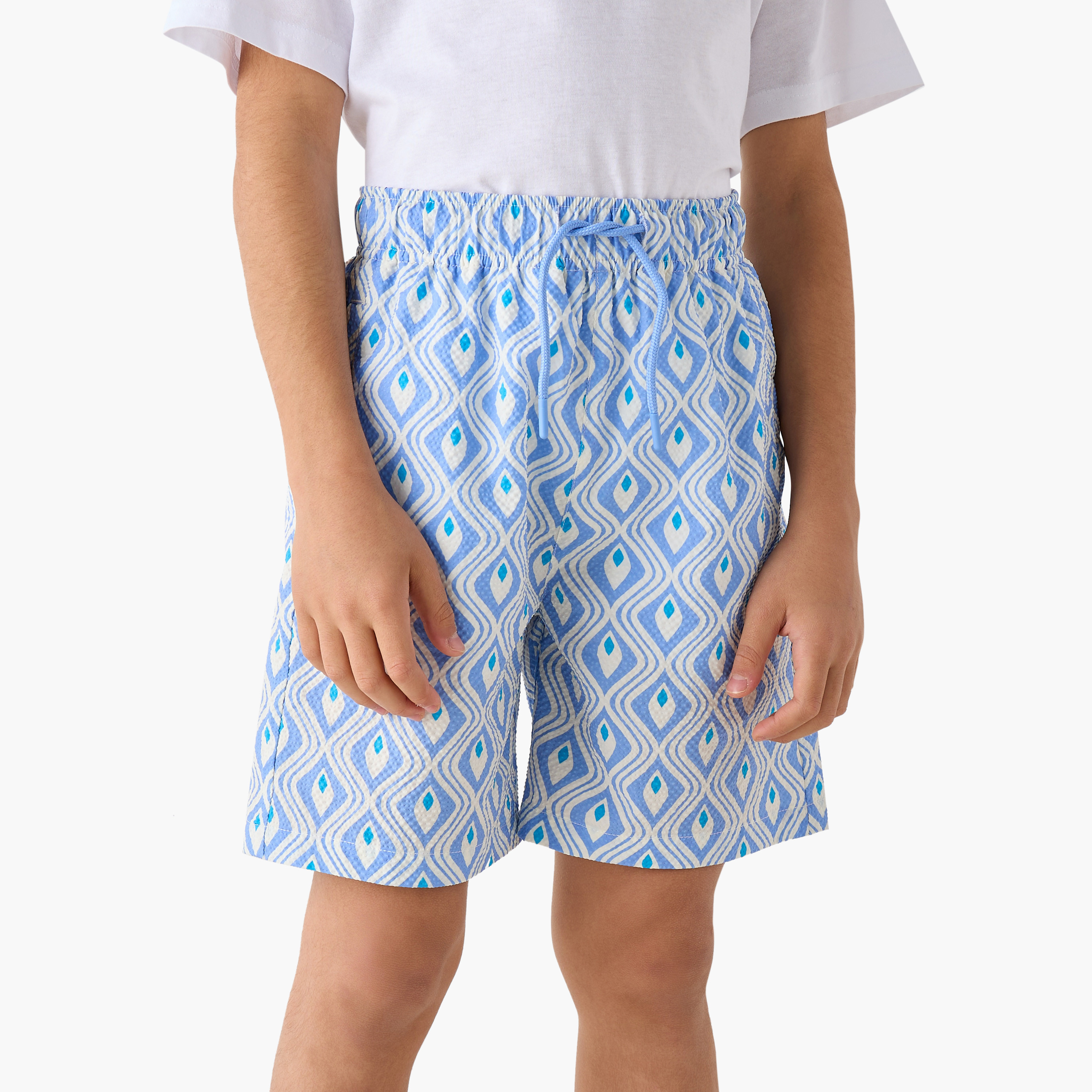 Juniors Printed Swim Shorts with Drawstring Closure-sports-boys-clothing-swimwear-image-1