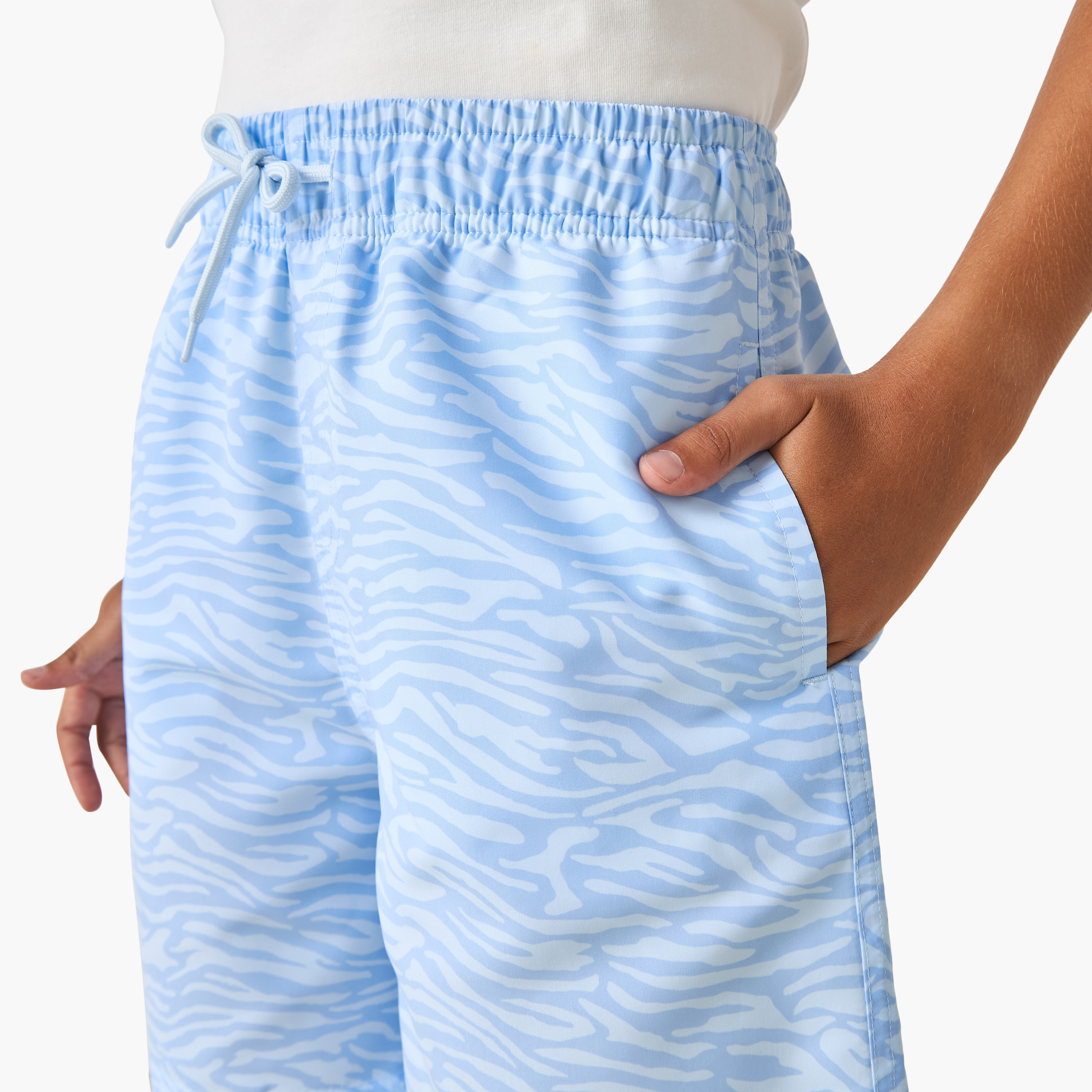 Juniors Printed Swim Shorts with Elasticated Drawstring and Pockets-sports-boys-clothing-swimwear-image-4