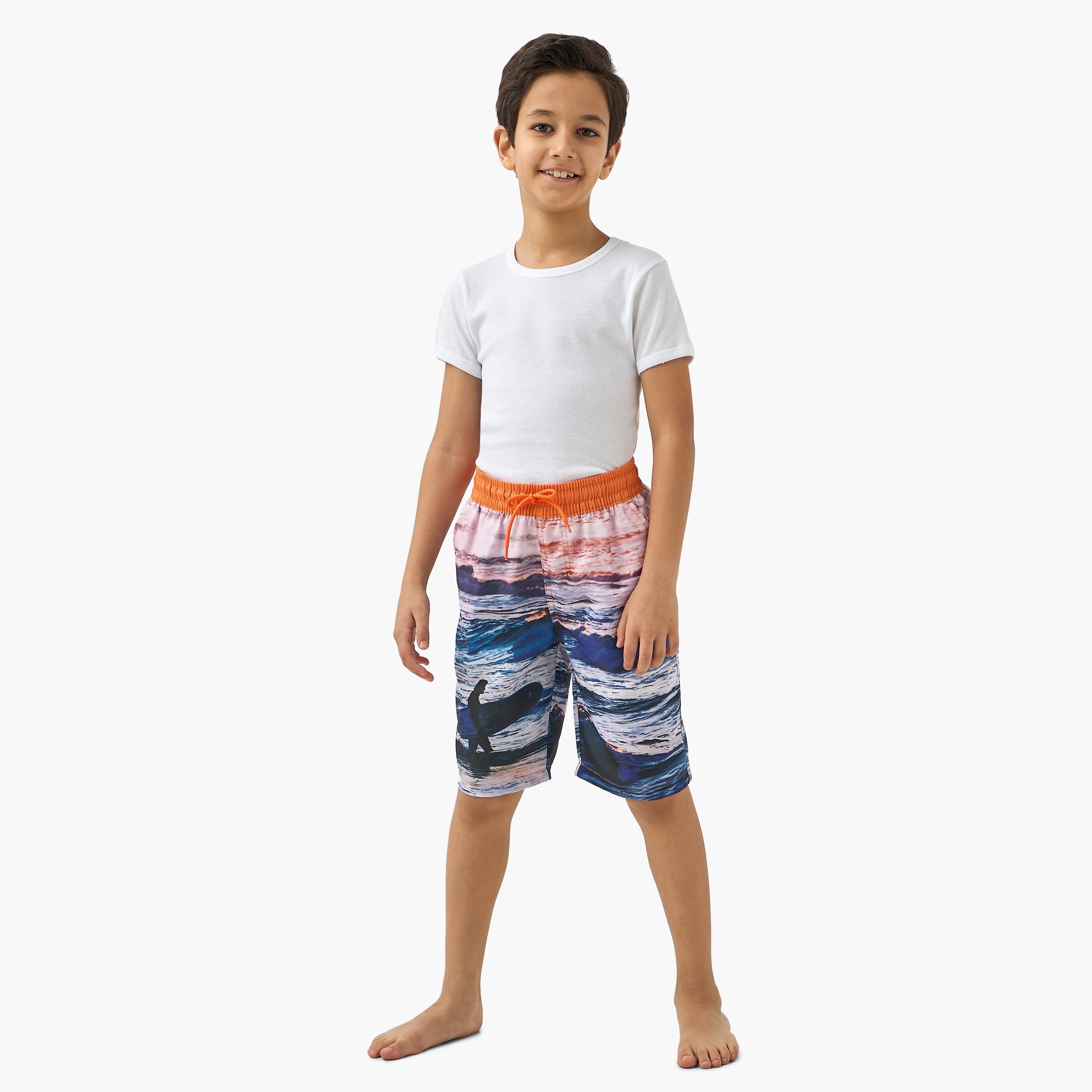 Juniors Printed Swim Shorts with Drawstring Closure-sports-boys-clothing-swimwear-image-2