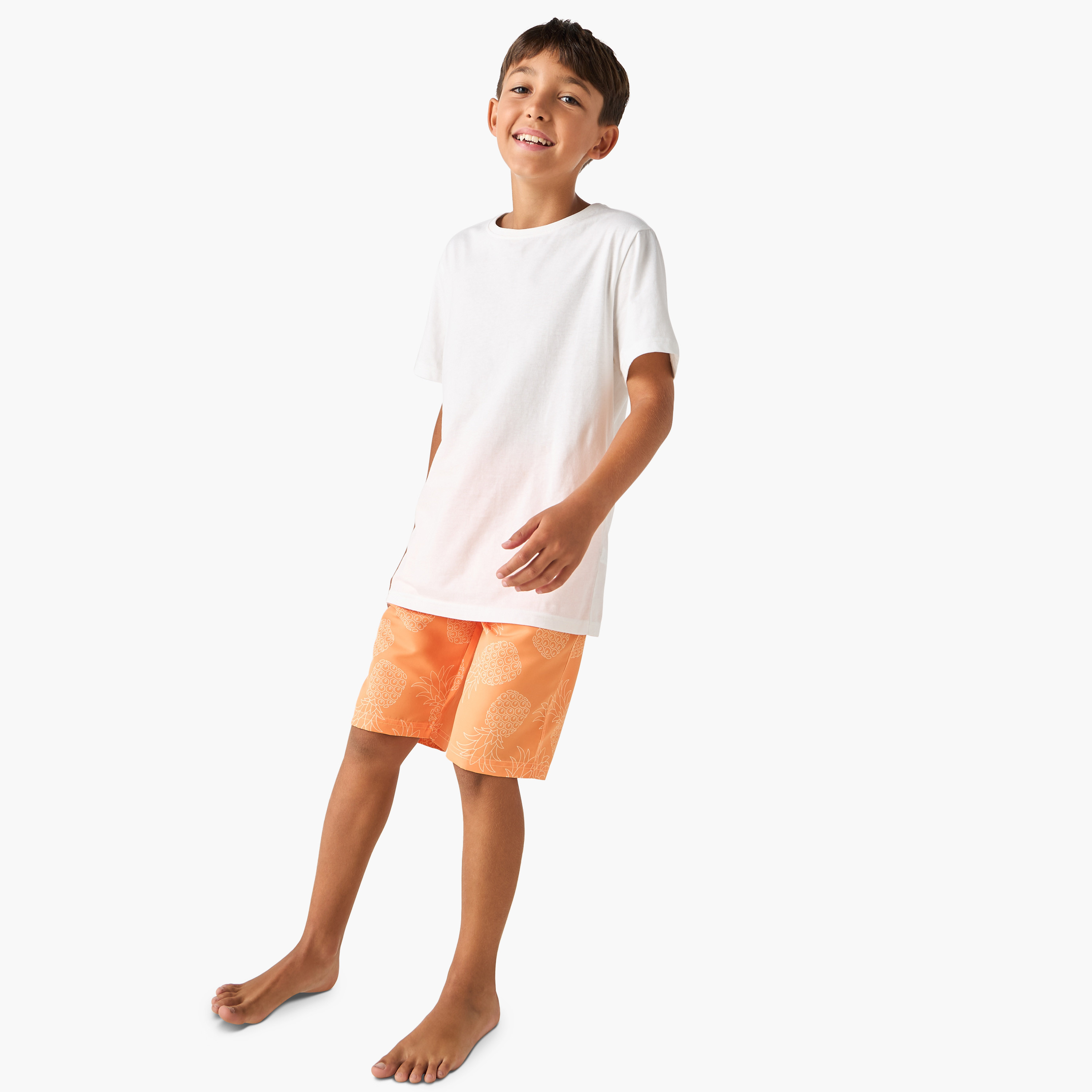 Juniors Printed Swim Shorts with Elasticated Drawstring and Pockets-sports-boys-clothing-swimwear-image-2