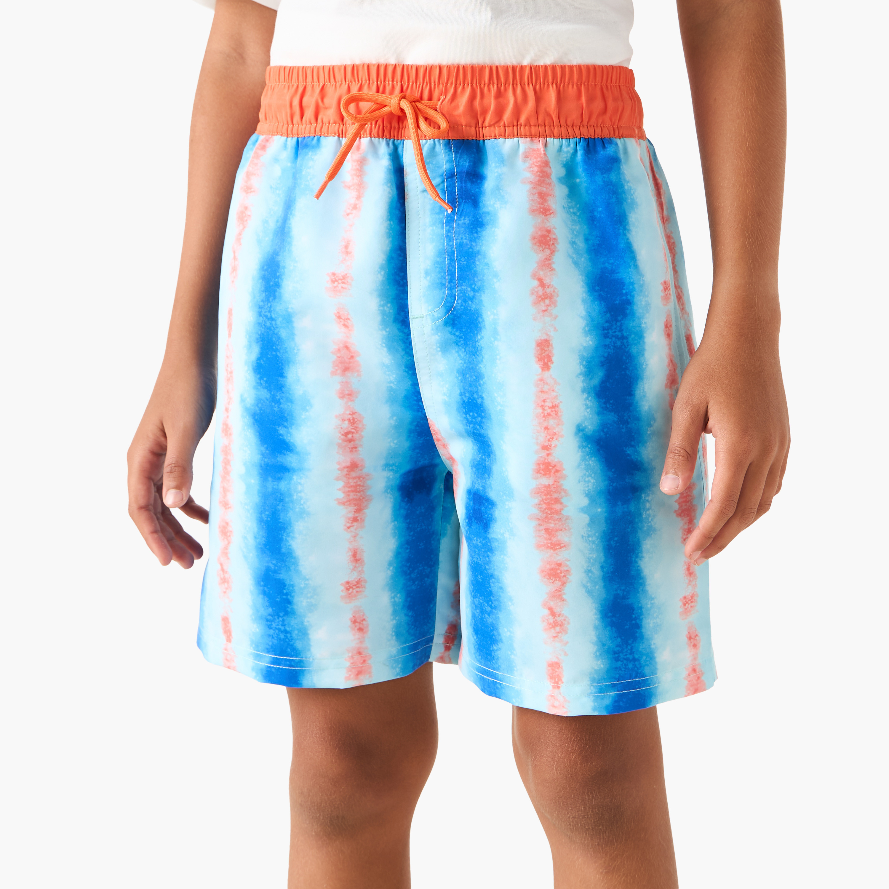 Juniors Printed Swim Shorts with Elasticated Drawstring and Pockets-sports-boys-clothing-swimwear-image-1