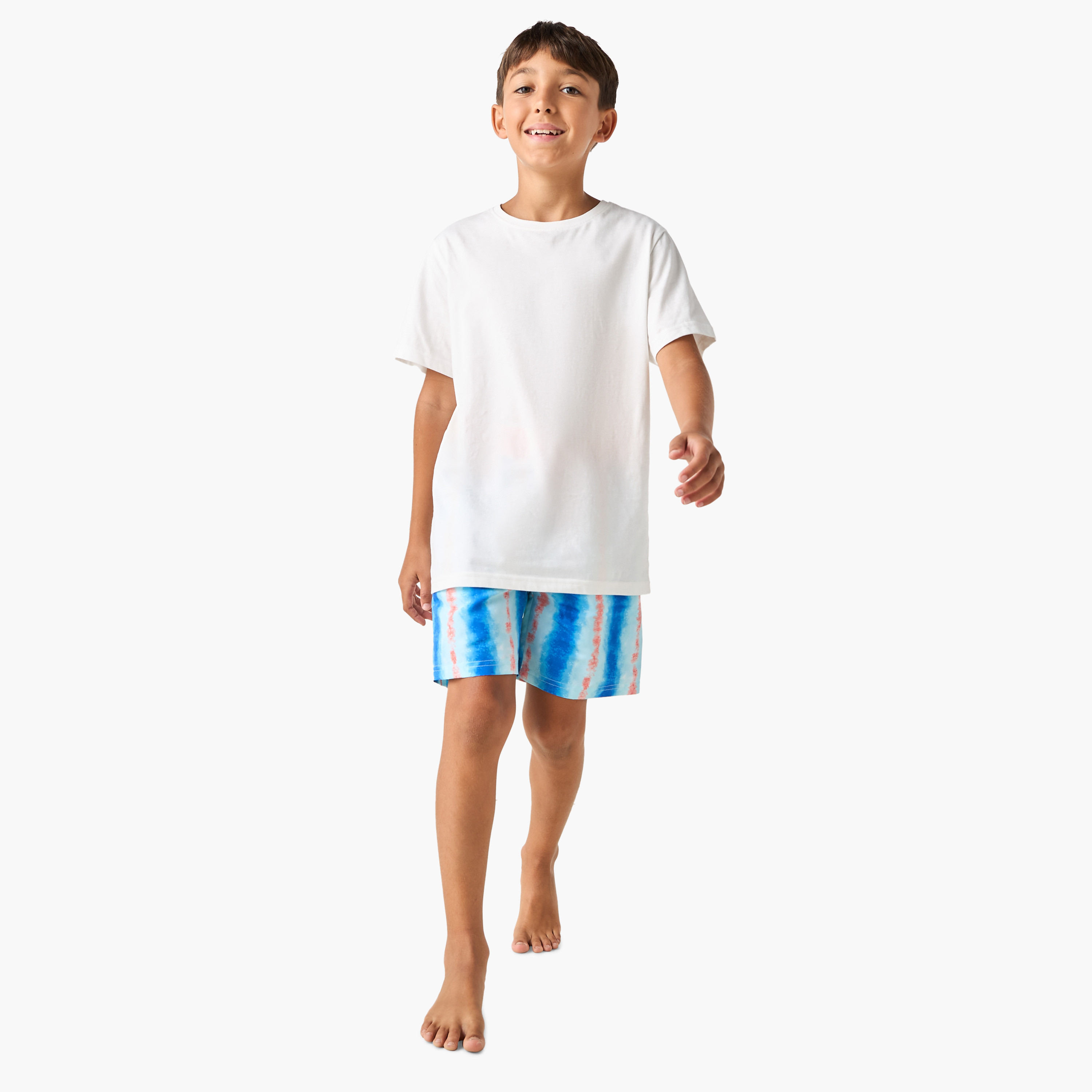 Juniors Printed Swim Shorts with Elasticated Drawstring and Pockets-sports-boys-clothing-swimwear-image-2