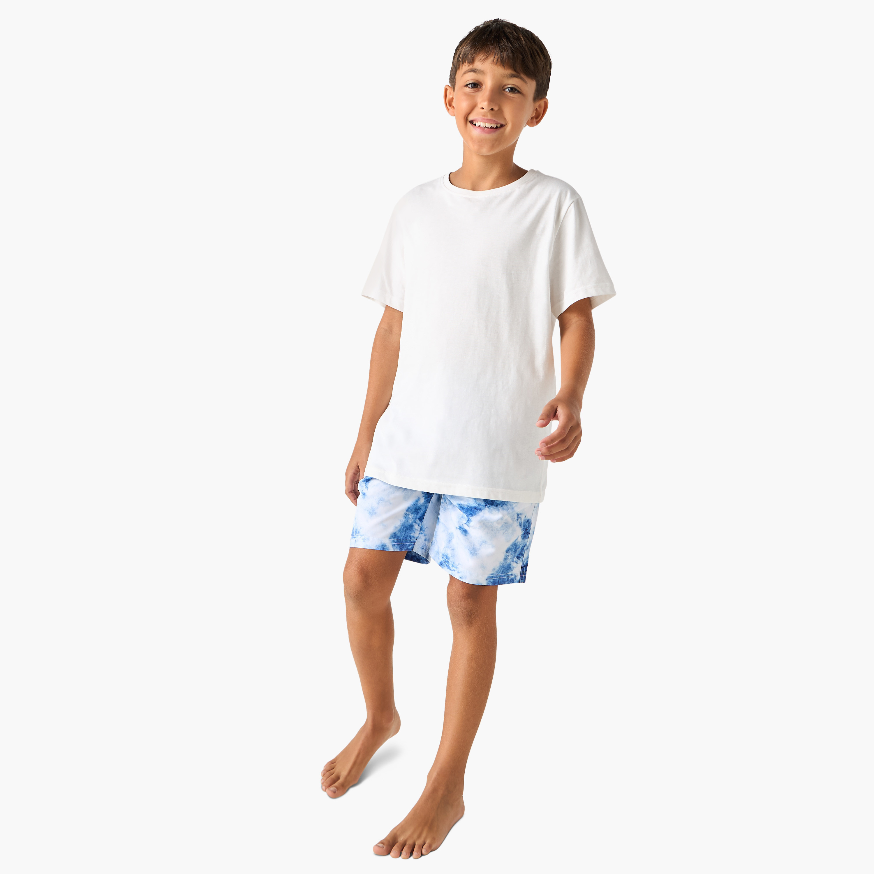 Juniors Printed Swim Shorts with Elasticated Drawstring and Pockets-sports-boys-clothing-swimwear-image-2
