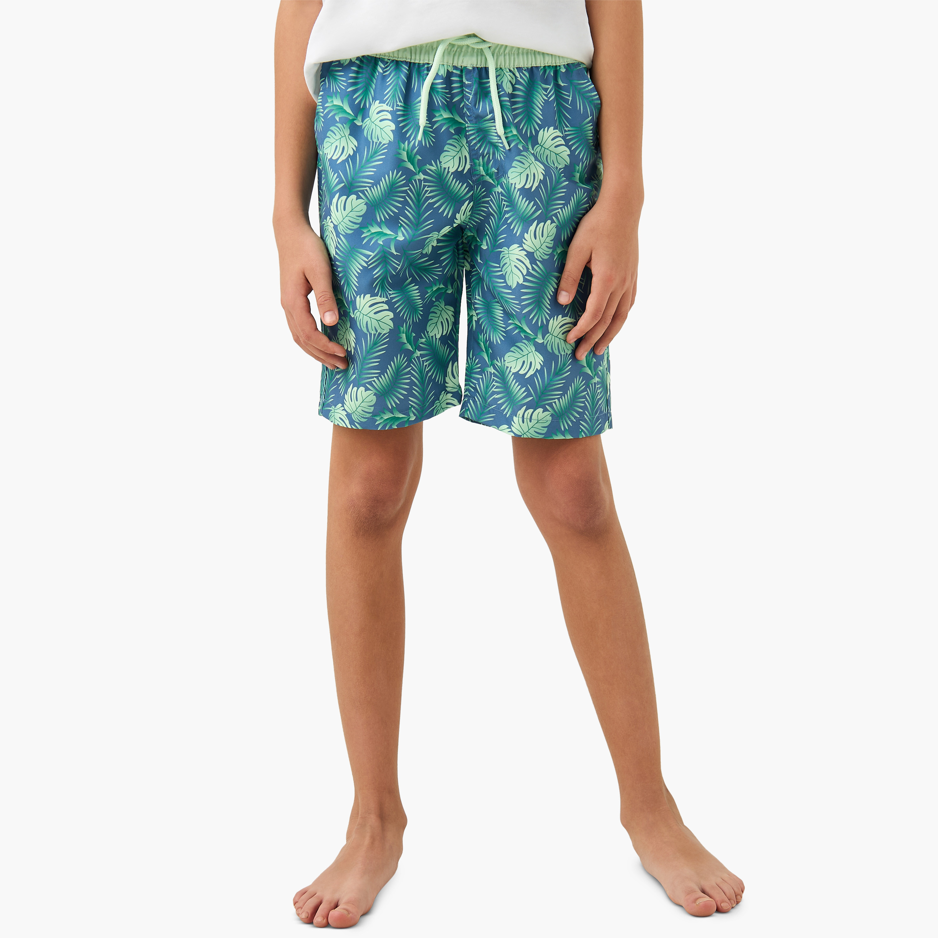 Juniors All-Over Tropical Print Shorts with Drawstring Closure-sports-boys-clothing-swimwear-image-1