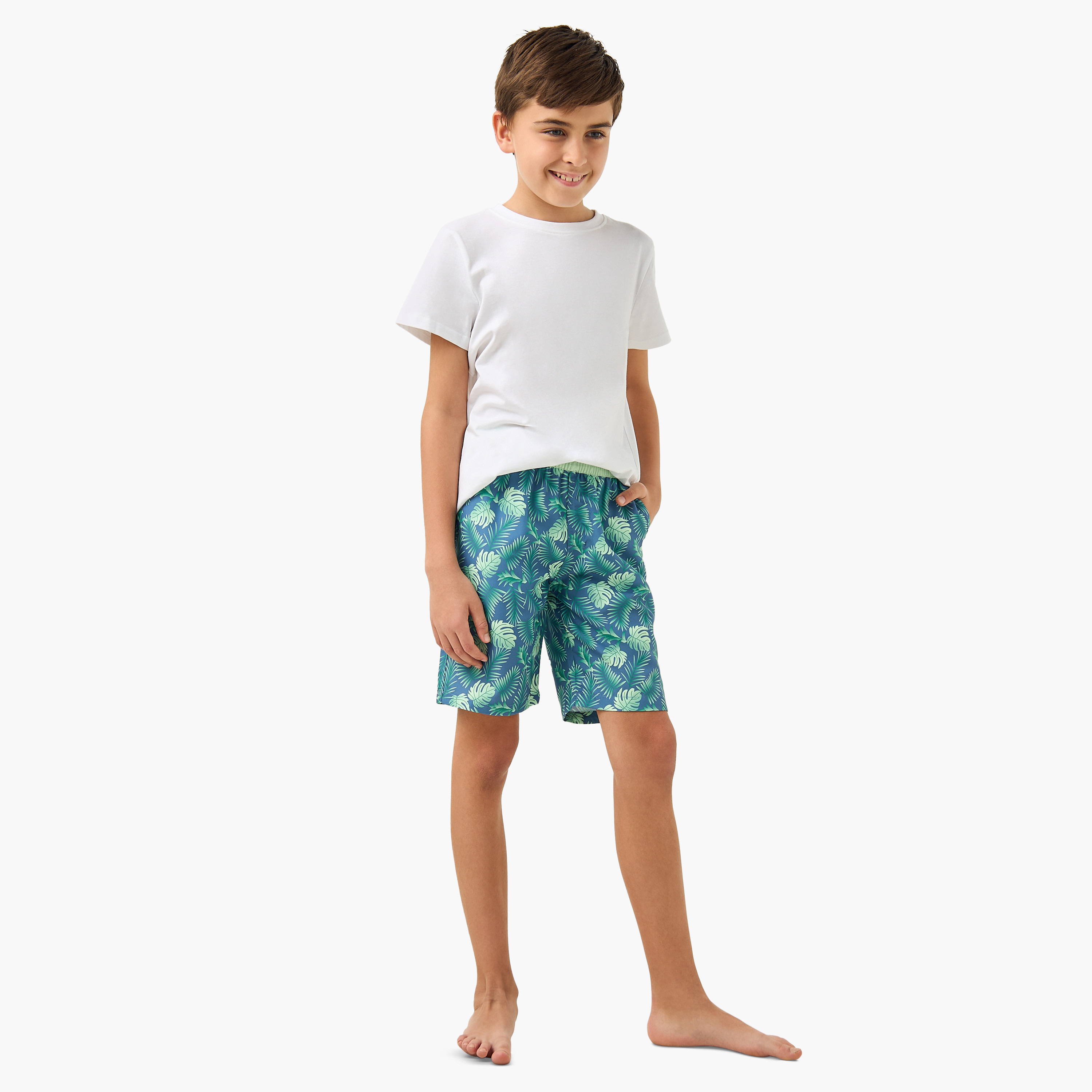 Juniors All-Over Tropical Print Shorts with Drawstring Closure-sports-boys-clothing-swimwear-image-2