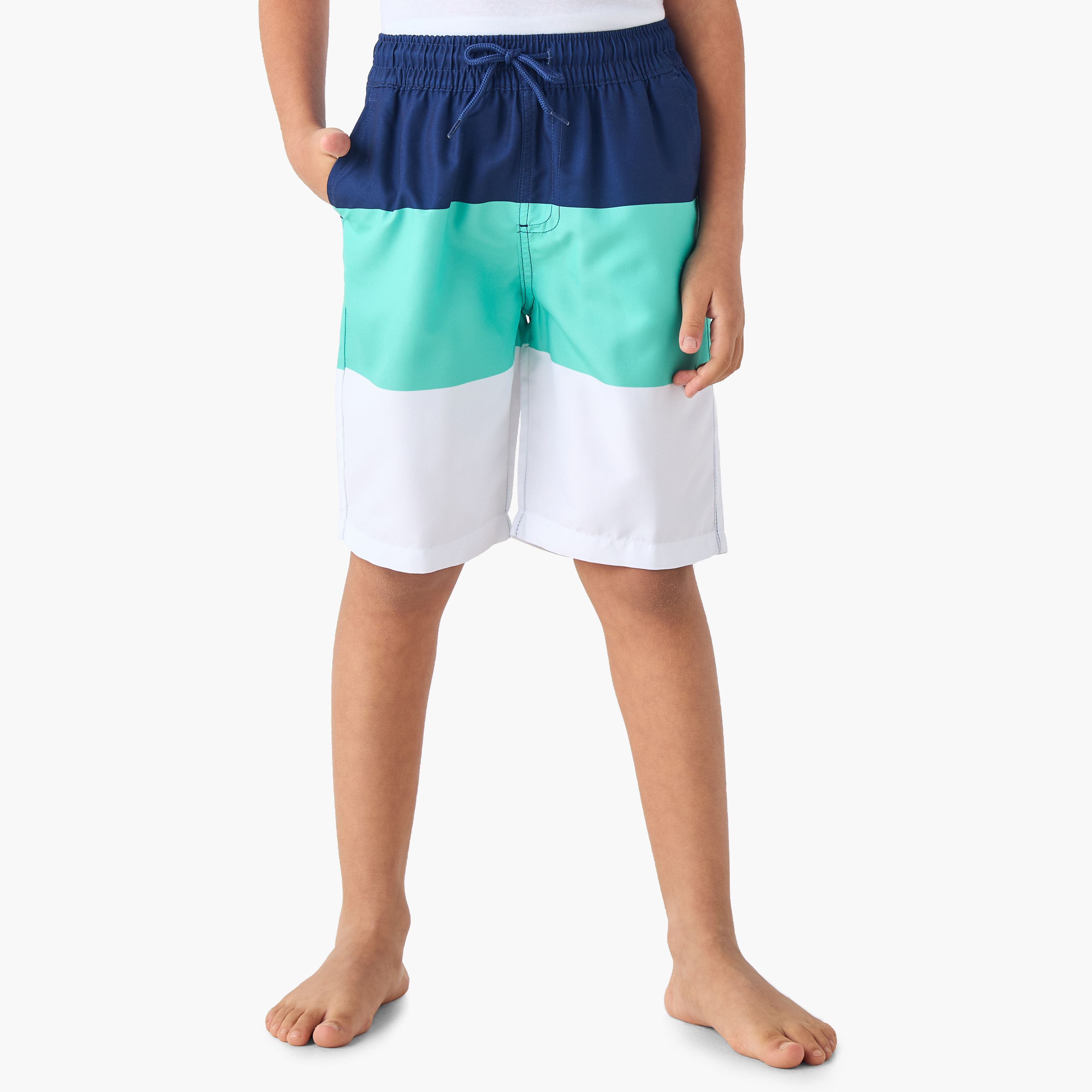 شورت سباحة بقوالب ملونة ورباط إغلاق من جونيورز-sports-boys-clothing-swimwear-image-5