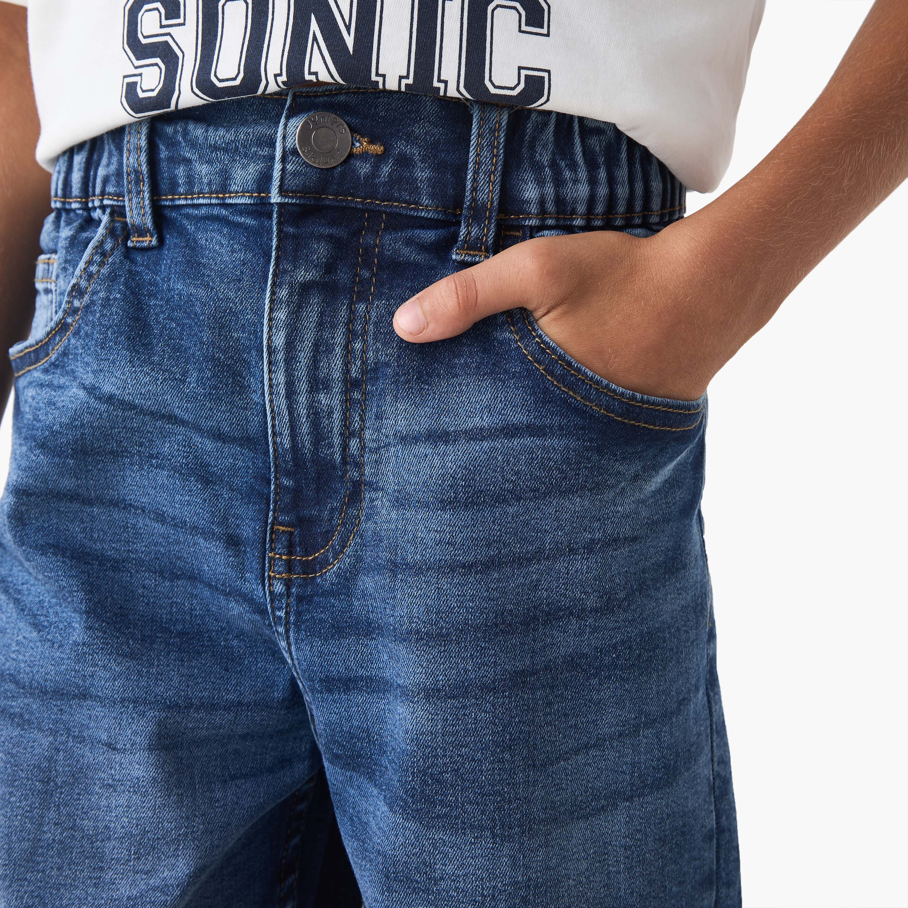 بنطلون جينز بقصة عادية مع زر إغلاق للأولاد من جونيورز-boys-clothing-bottoms-jeans-image-4