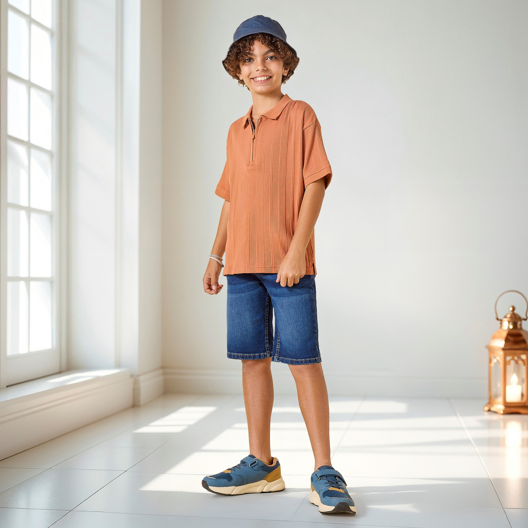 Juniors Denim Shorts with Button Closure and Pockets-boys-clothing-bottoms-shorts-image-2