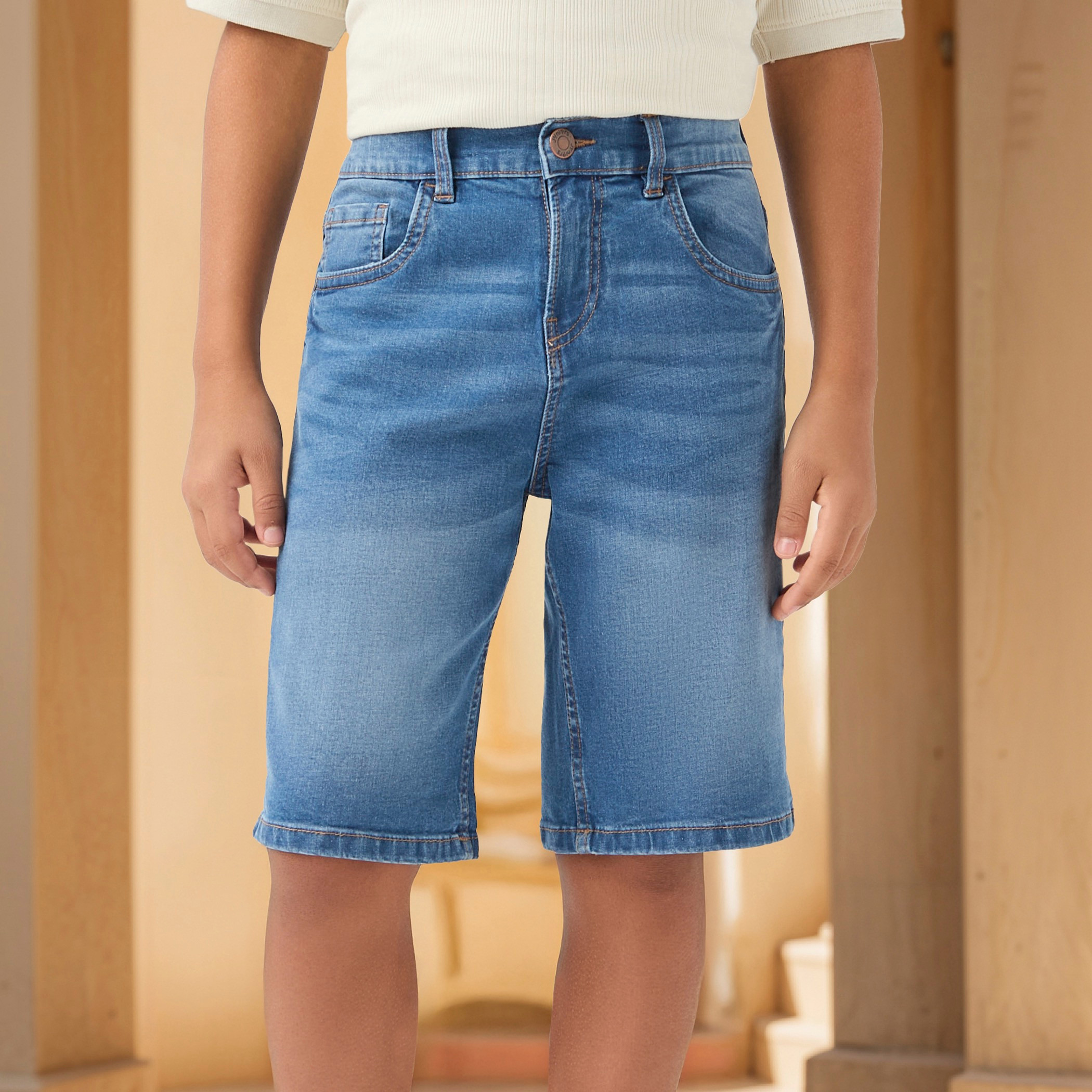 شورت دنيم سادة بجيوب من جونيورز-boys-clothing-bottoms-shorts-image-1