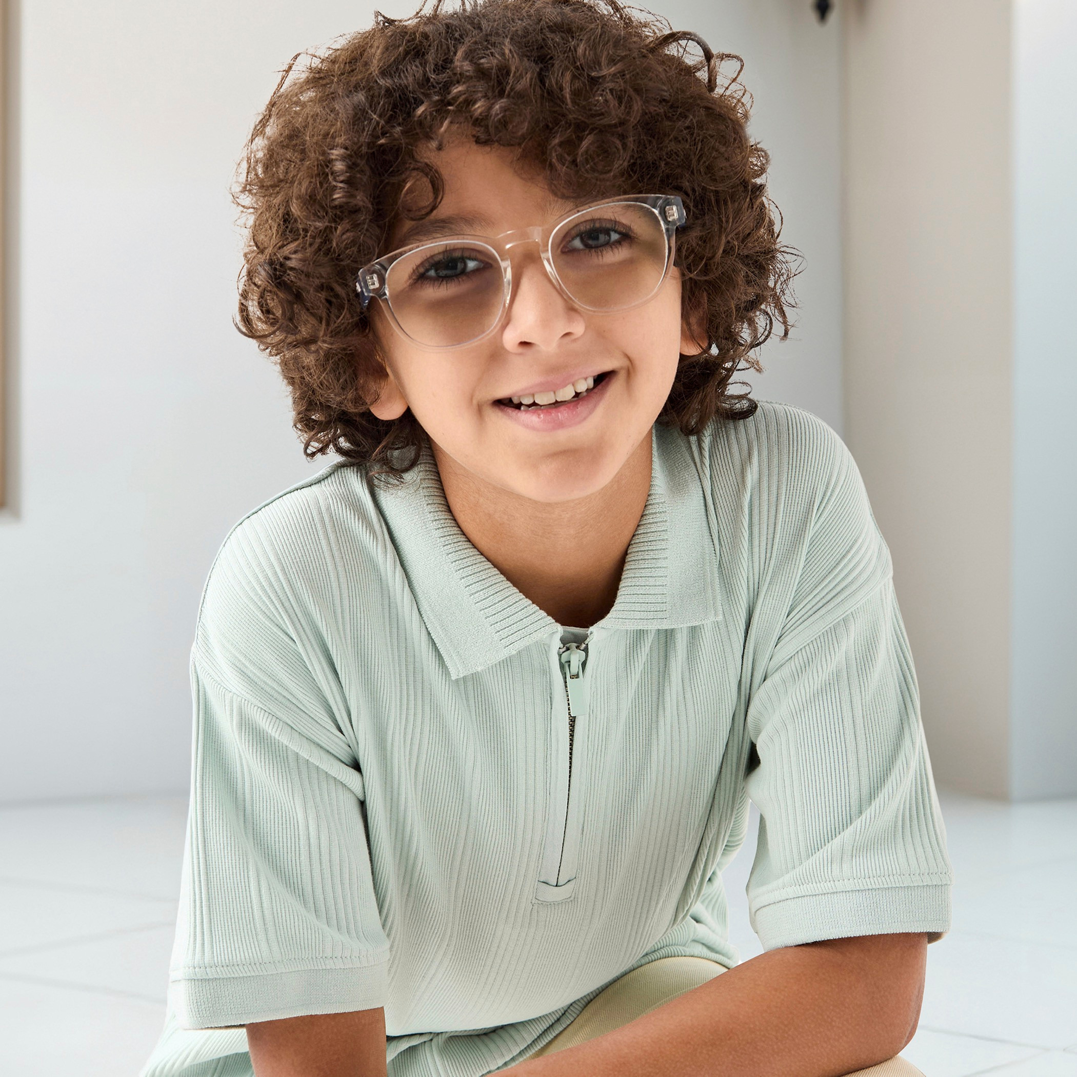 Juniors Textured Polo T-Shirt with Short Sleeves and Zip Closure-boys-clothing-tshirtsandpolos-image-3