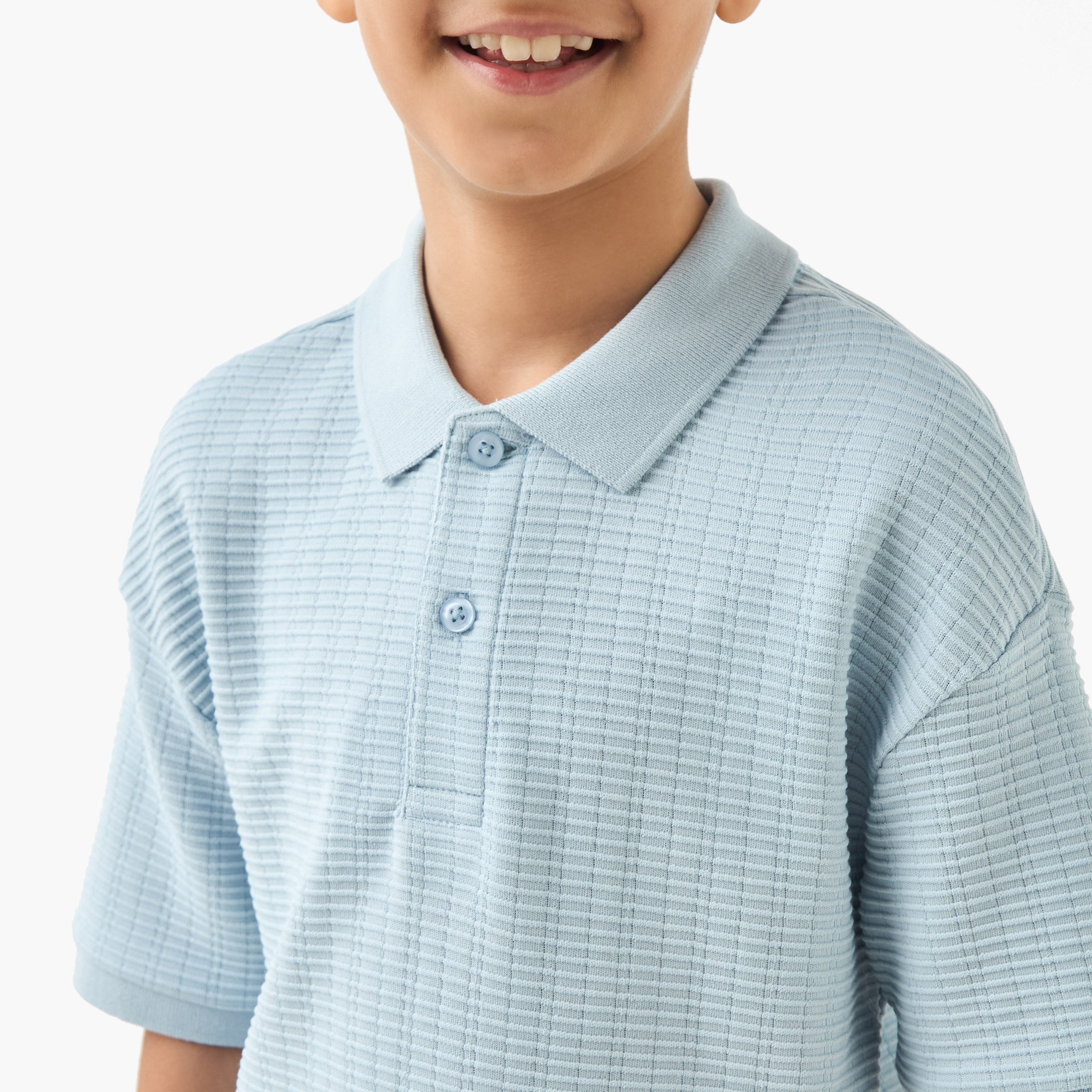 Juniors Textured Polo T-shirt with Short Sleeves-boys-clothing-tshirtsandpolos-image-4