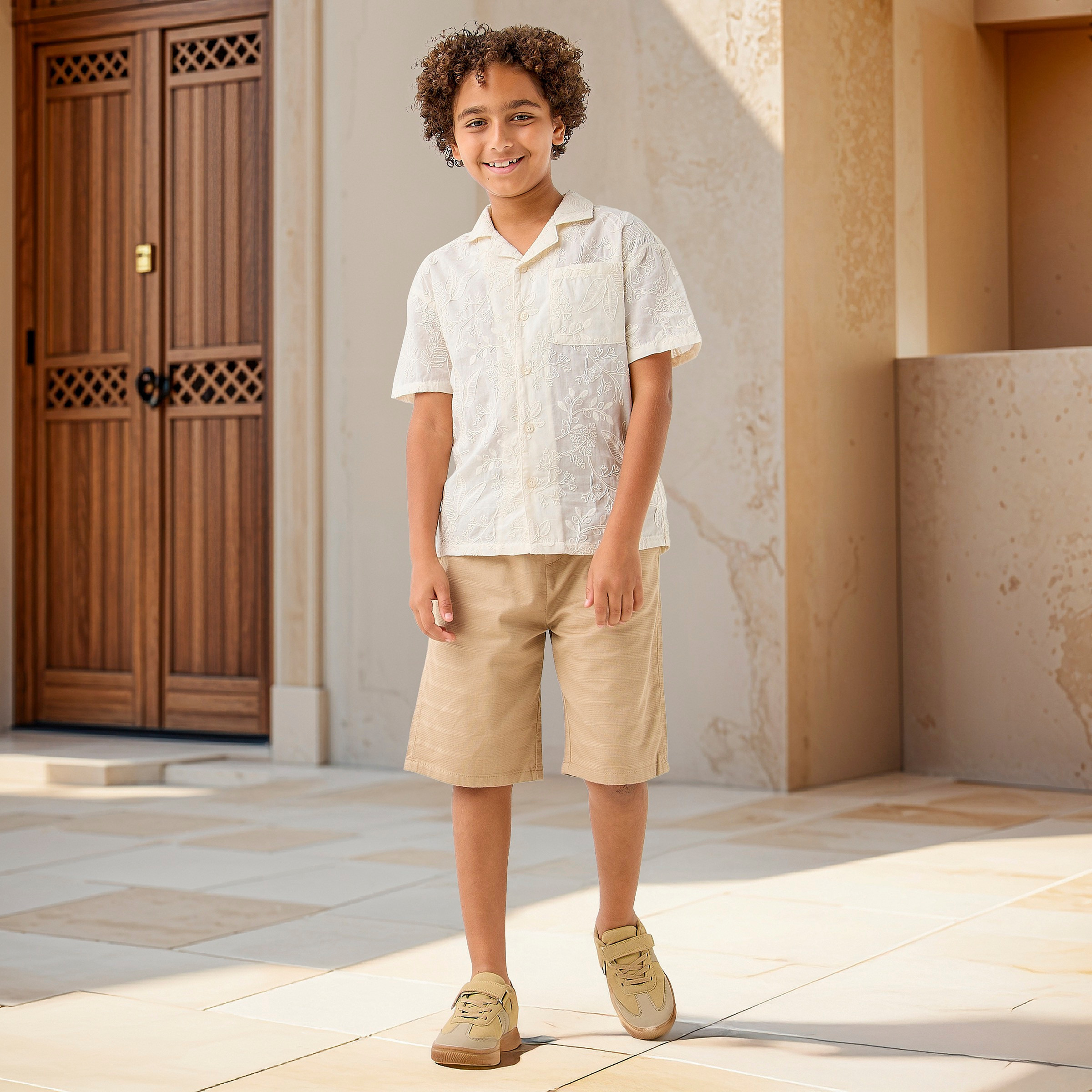Juniors Embroidered Shirt with Short Sleeves-boys-clothing-shirts-image-2
