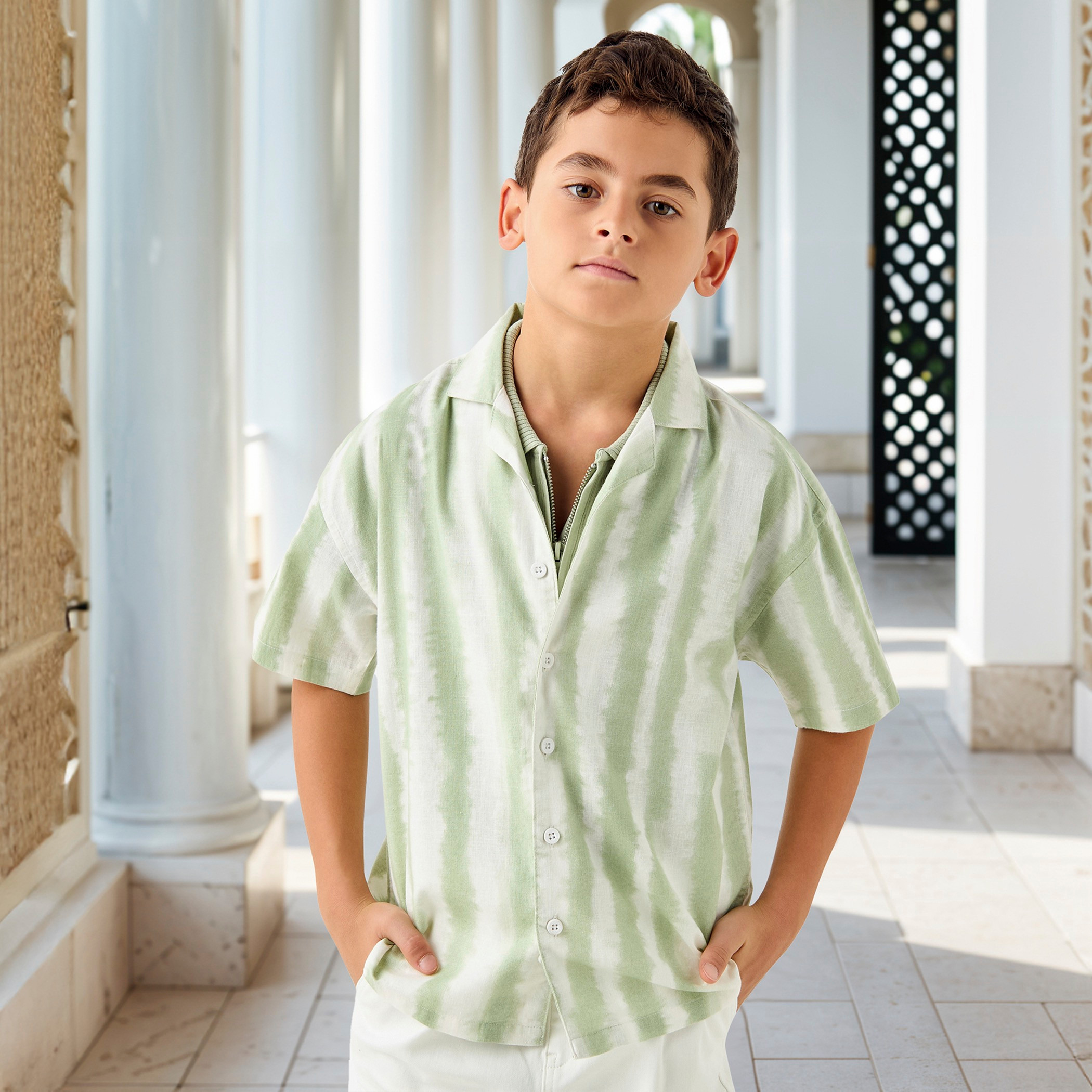 Juniors Tie Dye Shirt with Short Sleeves-boys-clothing-shirts-image-1