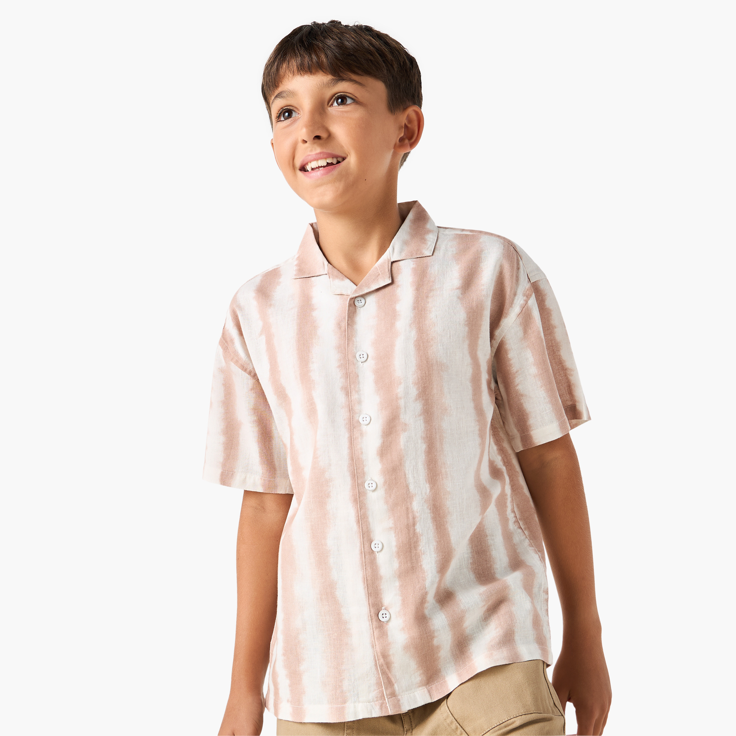Juniors All-Over Print Shirt with Camp Collar and Short Sleeves-boys-clothing-shirts-image-1
