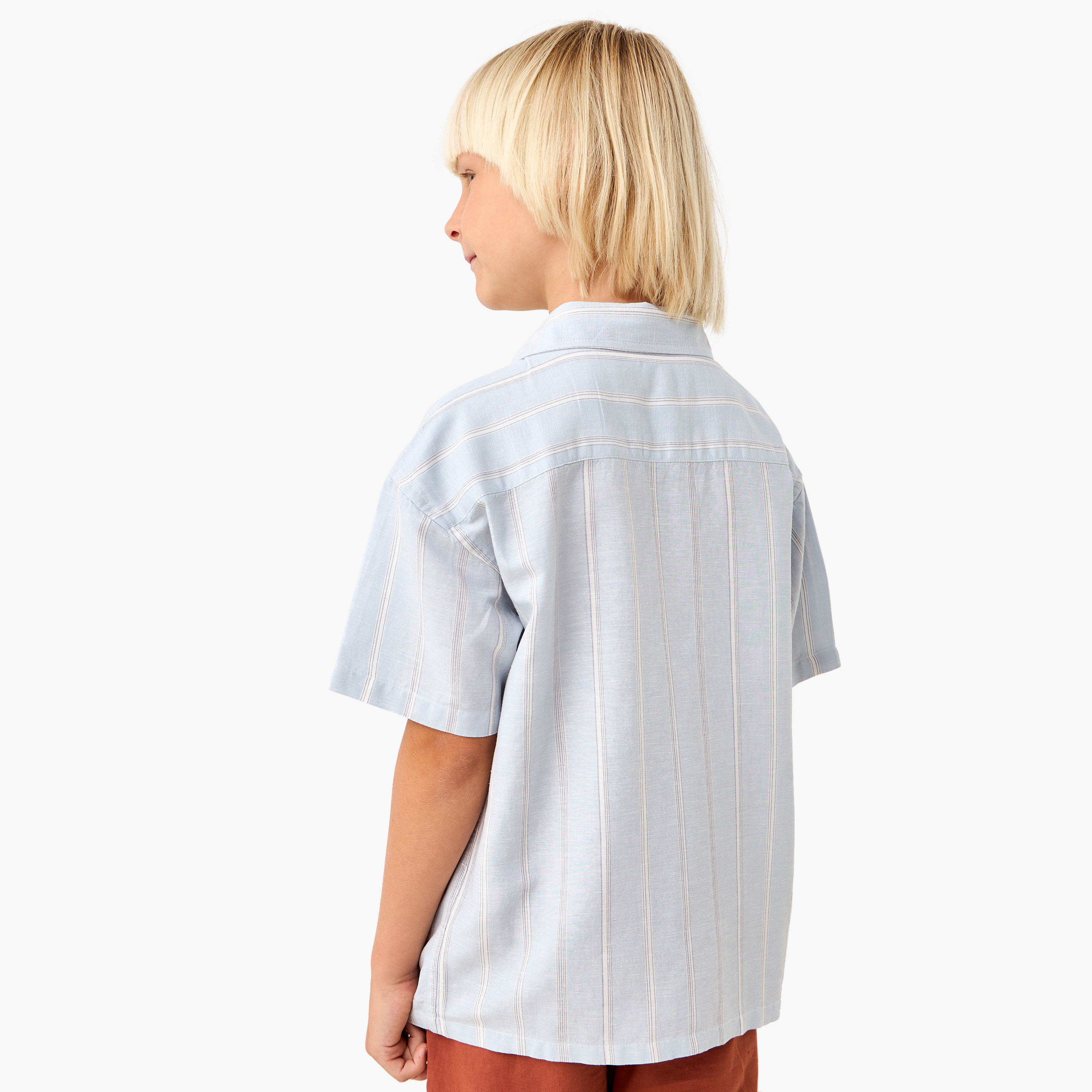 Juniors Striped Shirt with Short Sleeves-boys-clothing-shirts-image-3