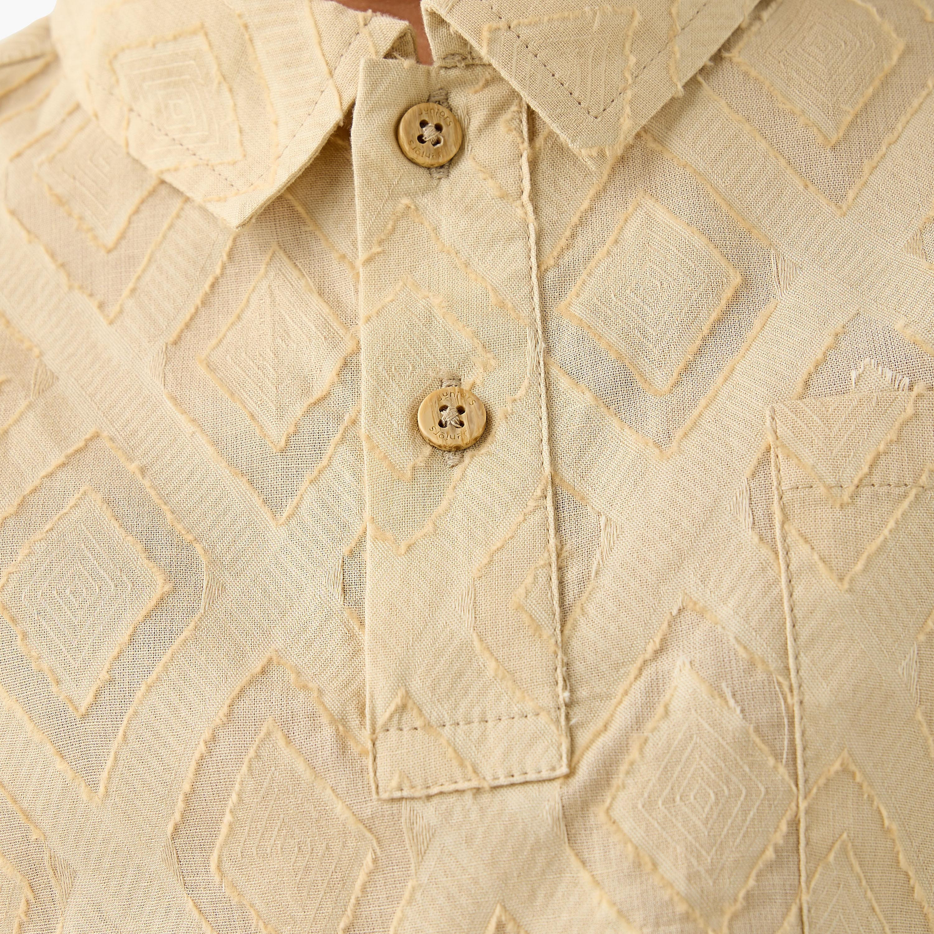 Juniors Textured Collared T-Shirt with Short Sleeves-boys-clothing-tshirtsandpolos-image-5