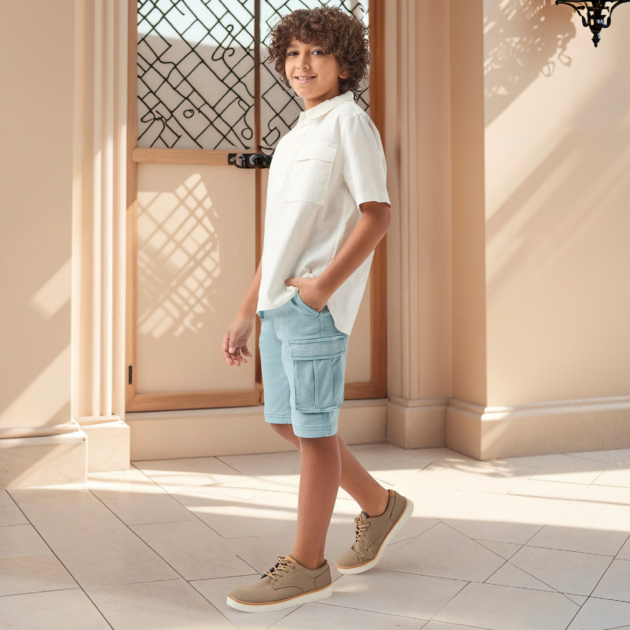 Juniors Solid Cargo Shorts with Drawstring Closure and Pockets-boys-clothing-bottoms-shorts-image-2