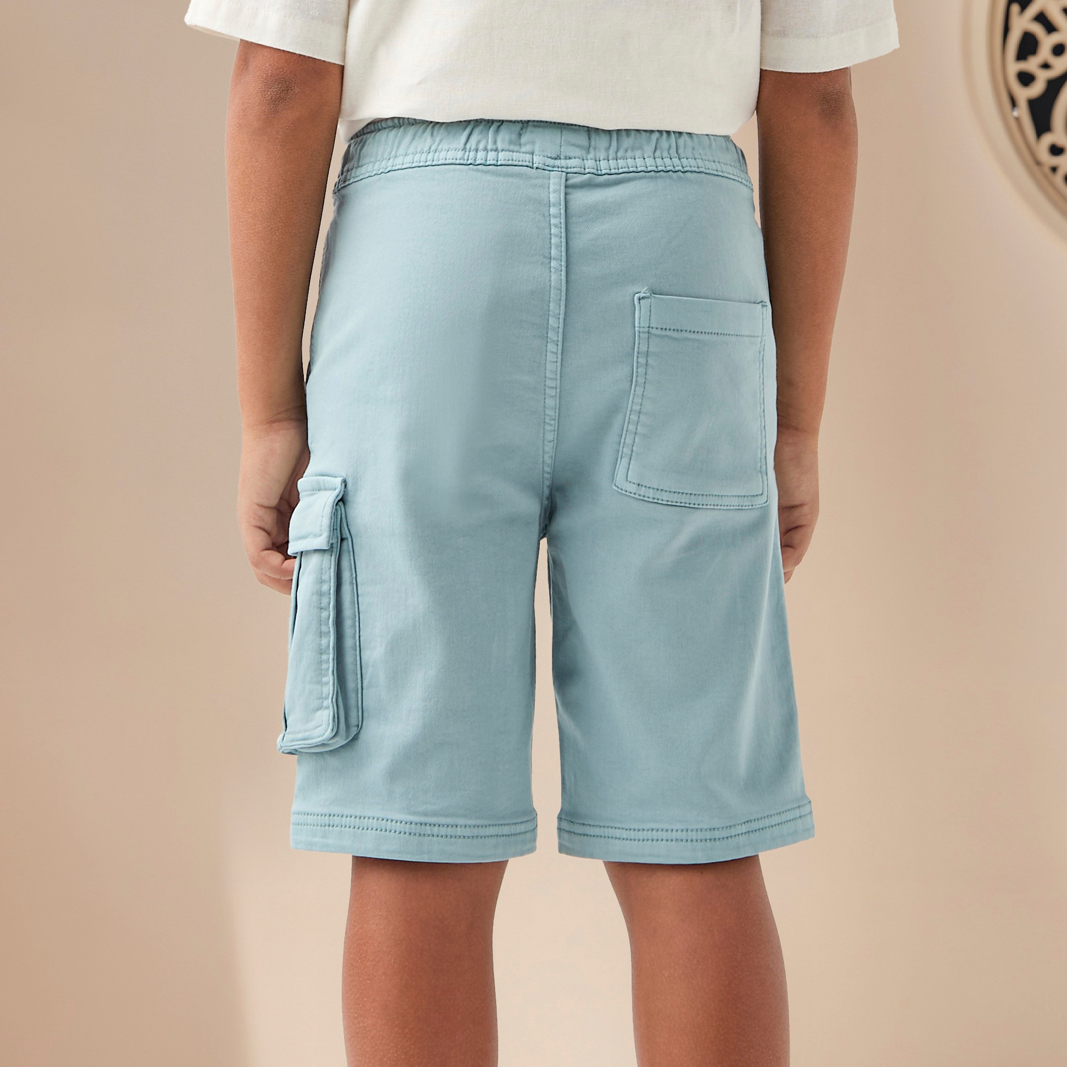 Juniors Solid Cargo Shorts with Drawstring Closure and Pockets-boys-clothing-bottoms-shorts-image-3