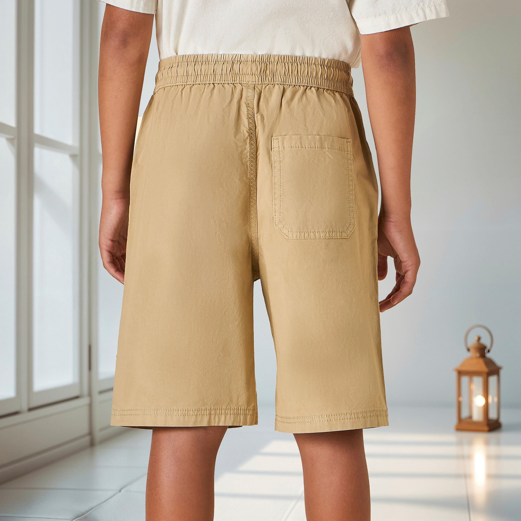 Juniors Solid Shorts with Drawstring Closure and Pockets-boys-clothing-bottoms-shorts-image-3