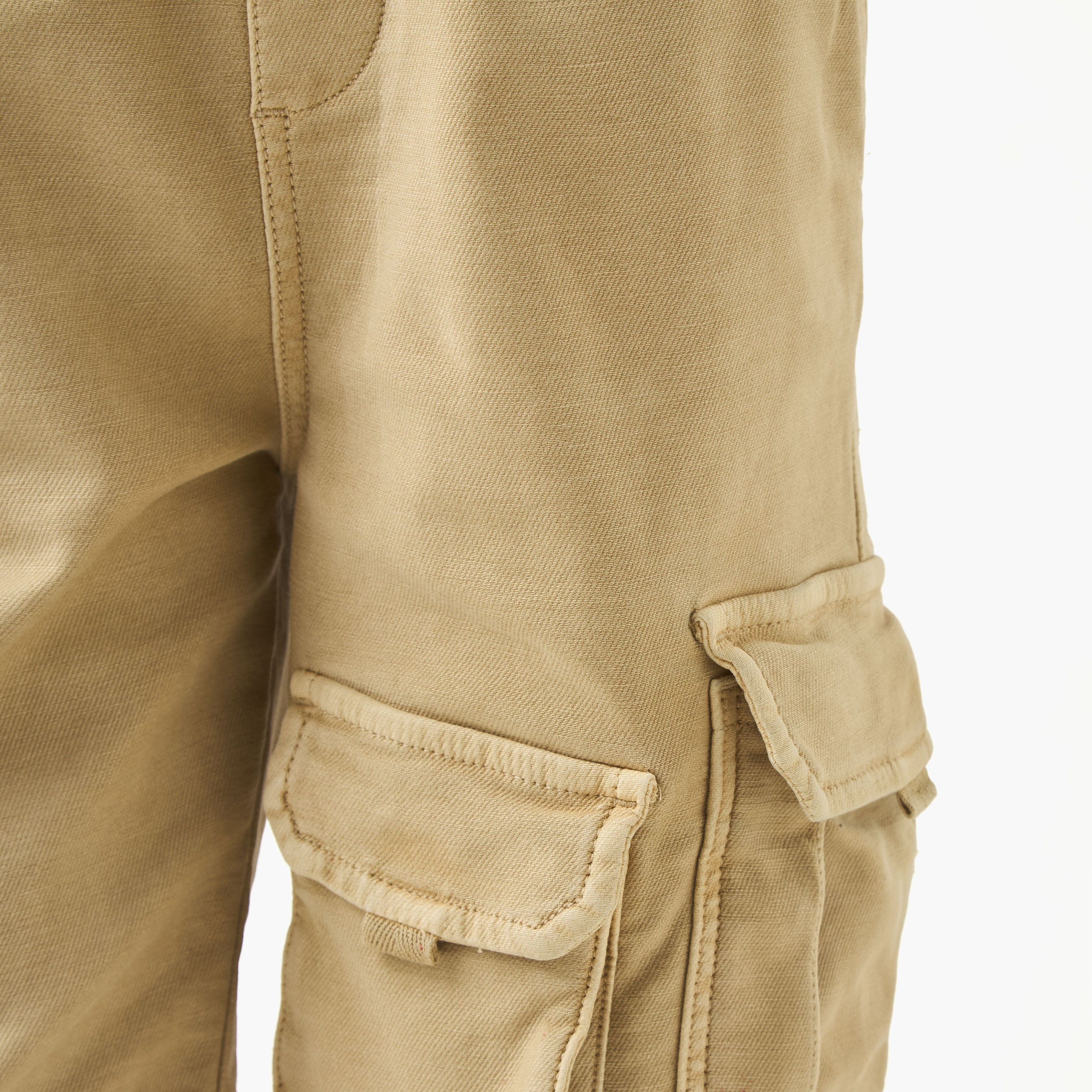 Juniors Solid Cargo Shorts with Drawstring Closure-boys-clothing-bottoms-shorts-image-3