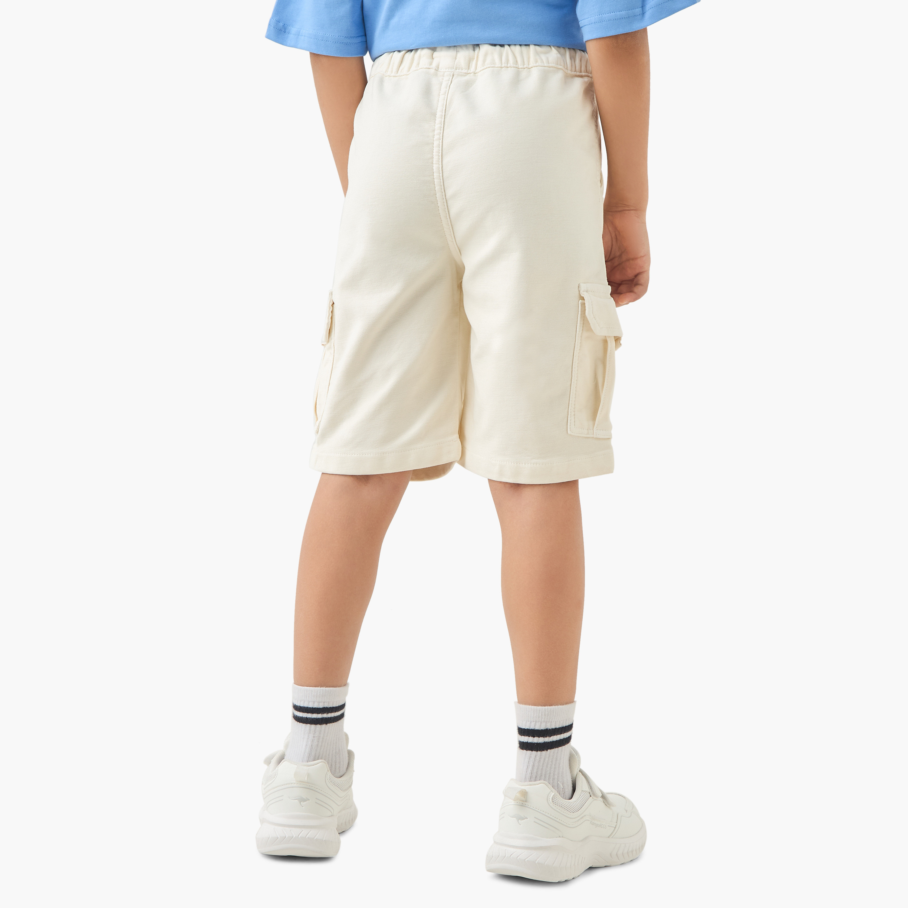 Juniors Solid Cargo Shorts with Drawstring Closure-boys-clothing-bottoms-shorts-image-3