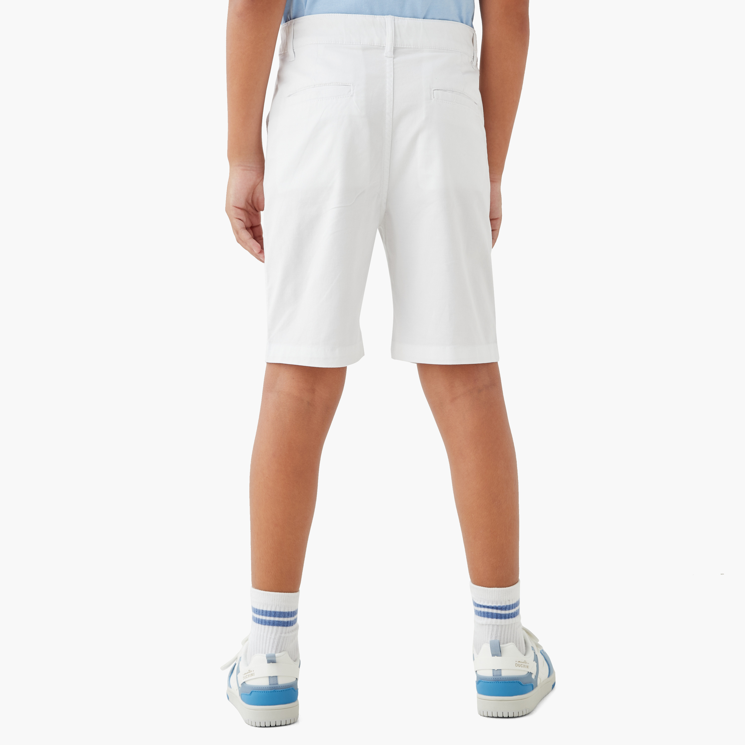 Juniors Solid Shorts with Button Closure and Pockets-boys-clothing-bottoms-shorts-image-3