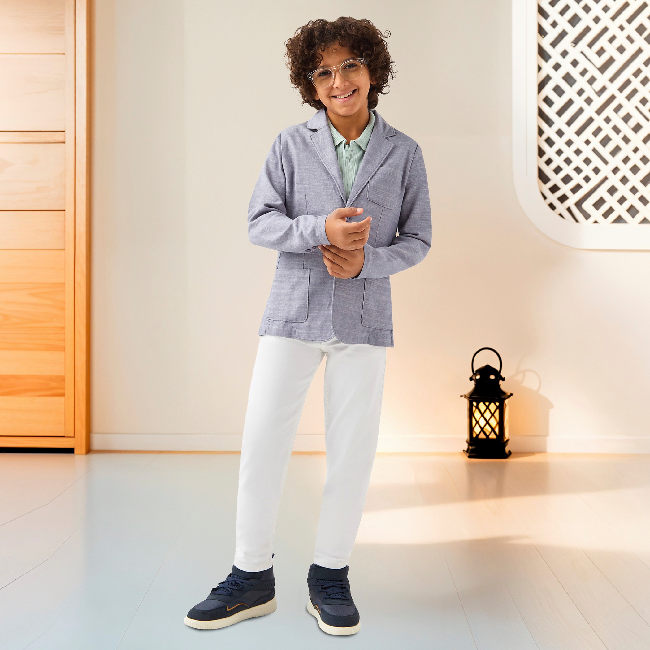 Juniors Textured Long Sleeves Blazer with Pockets-boys-clothing-jacketsandcoats-image-2
