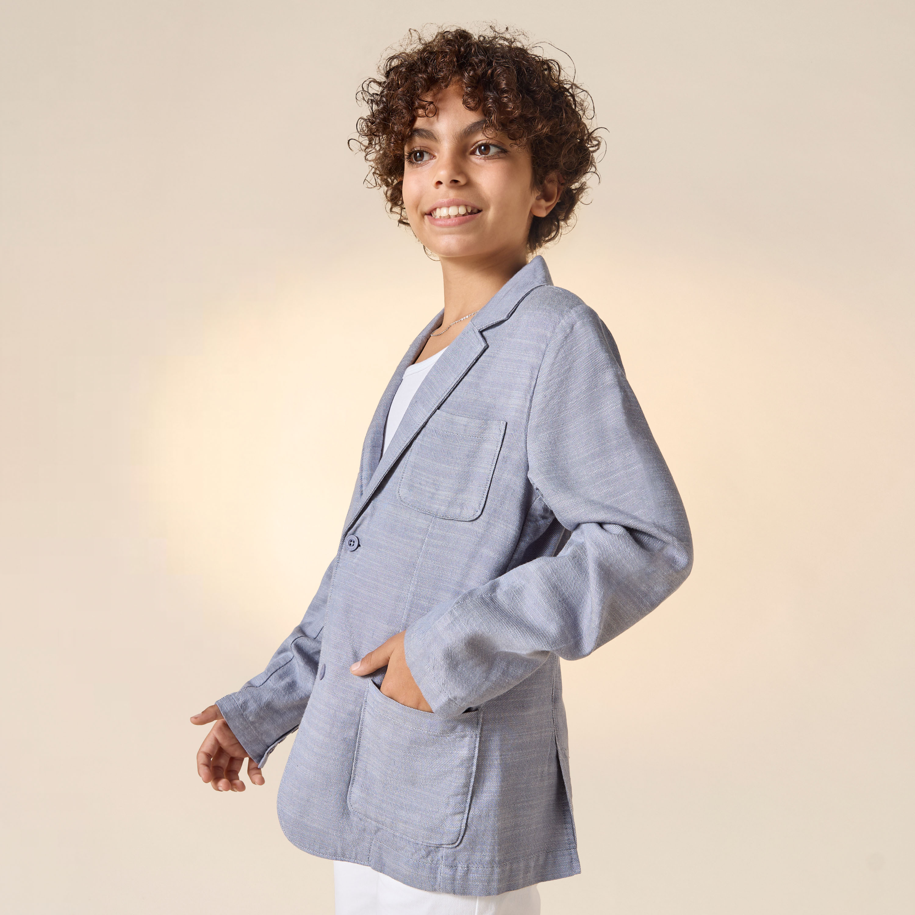 Juniors Textured Long Sleeves Blazer with Pockets-boys-clothing-jacketsandcoats-image-6