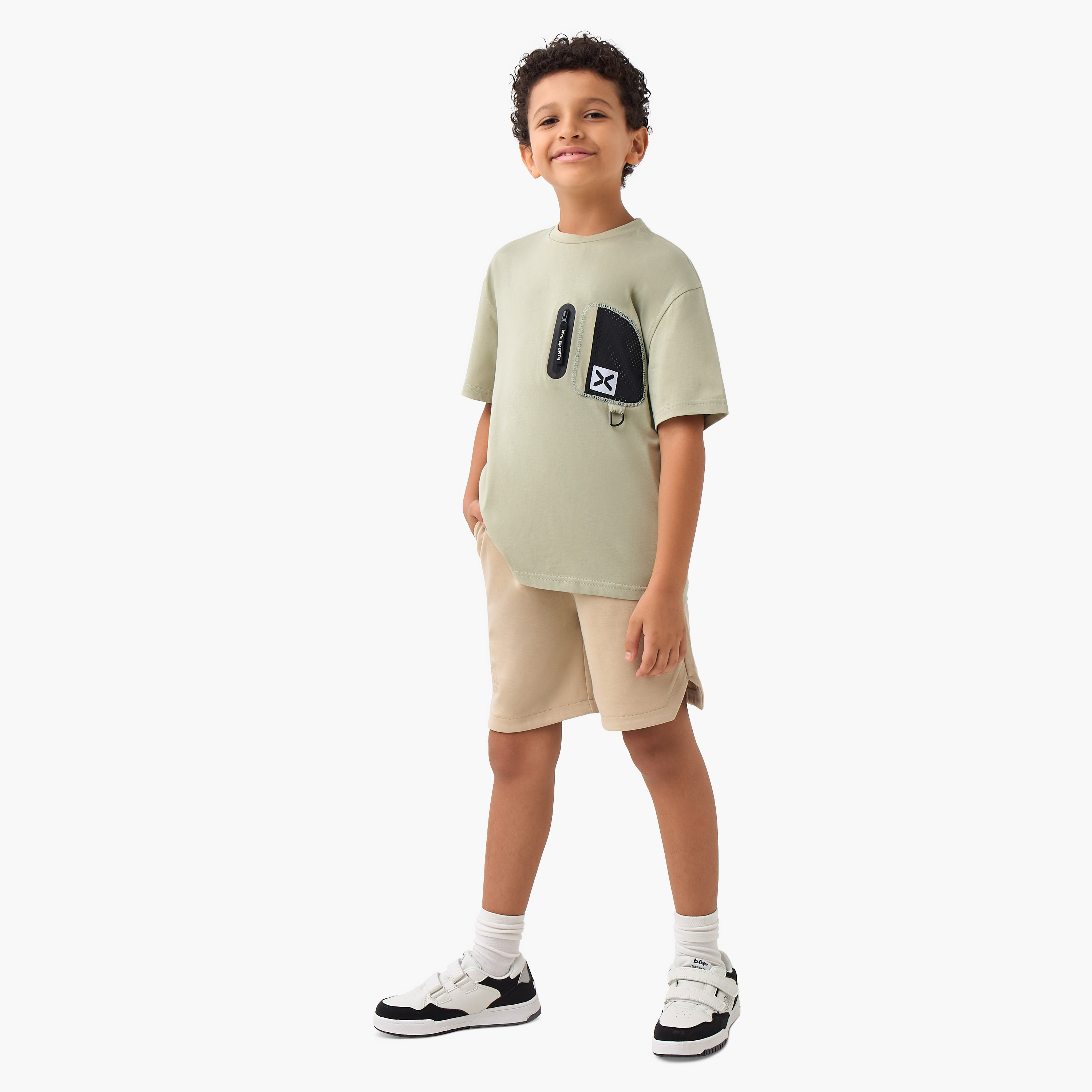 XYZ Applique Crew Neck T-shirt with Zip Detail and Short Sleeves-sports-boys-clothing-tops-image-2